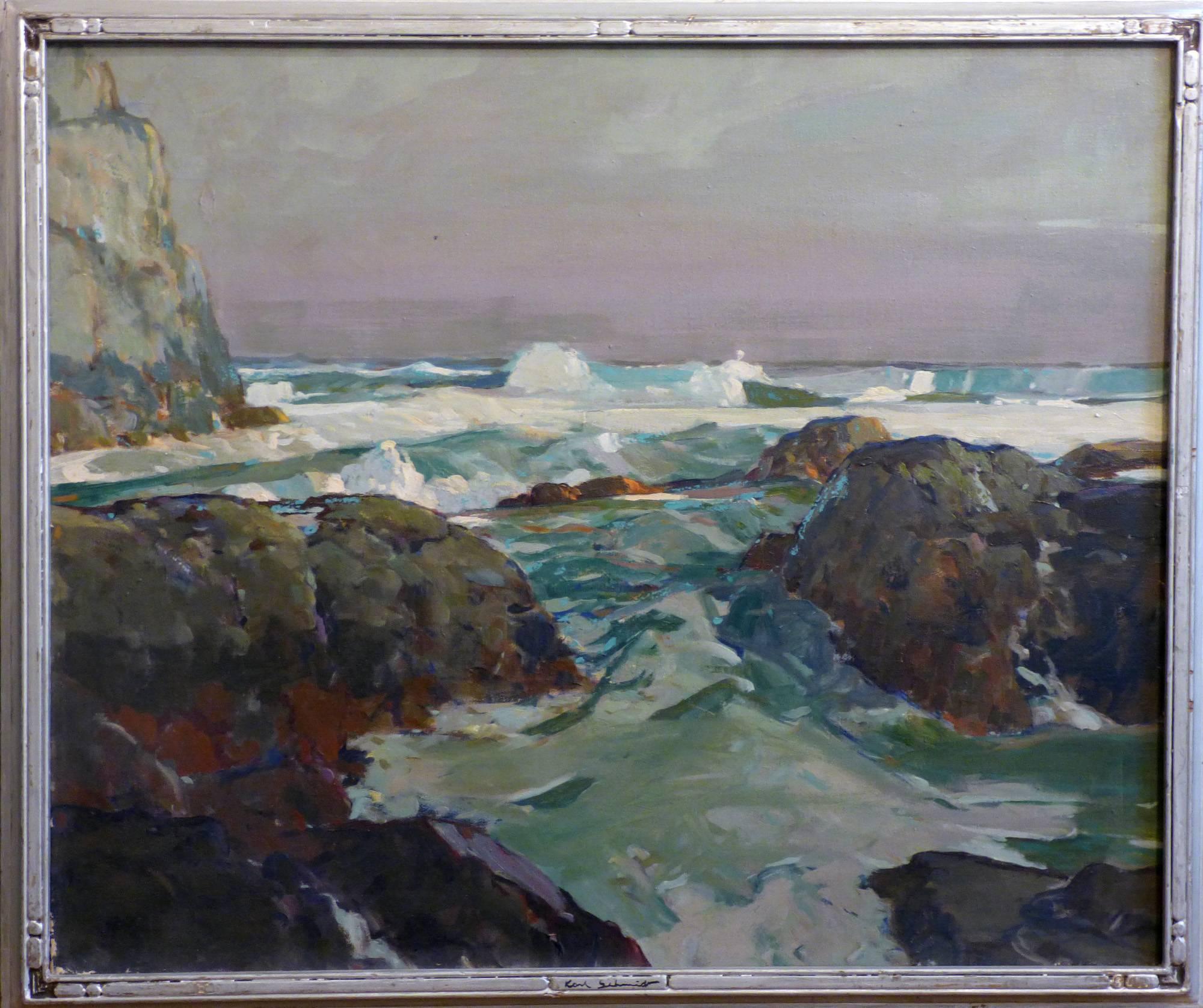 Karl Schmidt (b.1890) Landscape Painting - At Squeaker Cove (Monhegan Island, Maine)