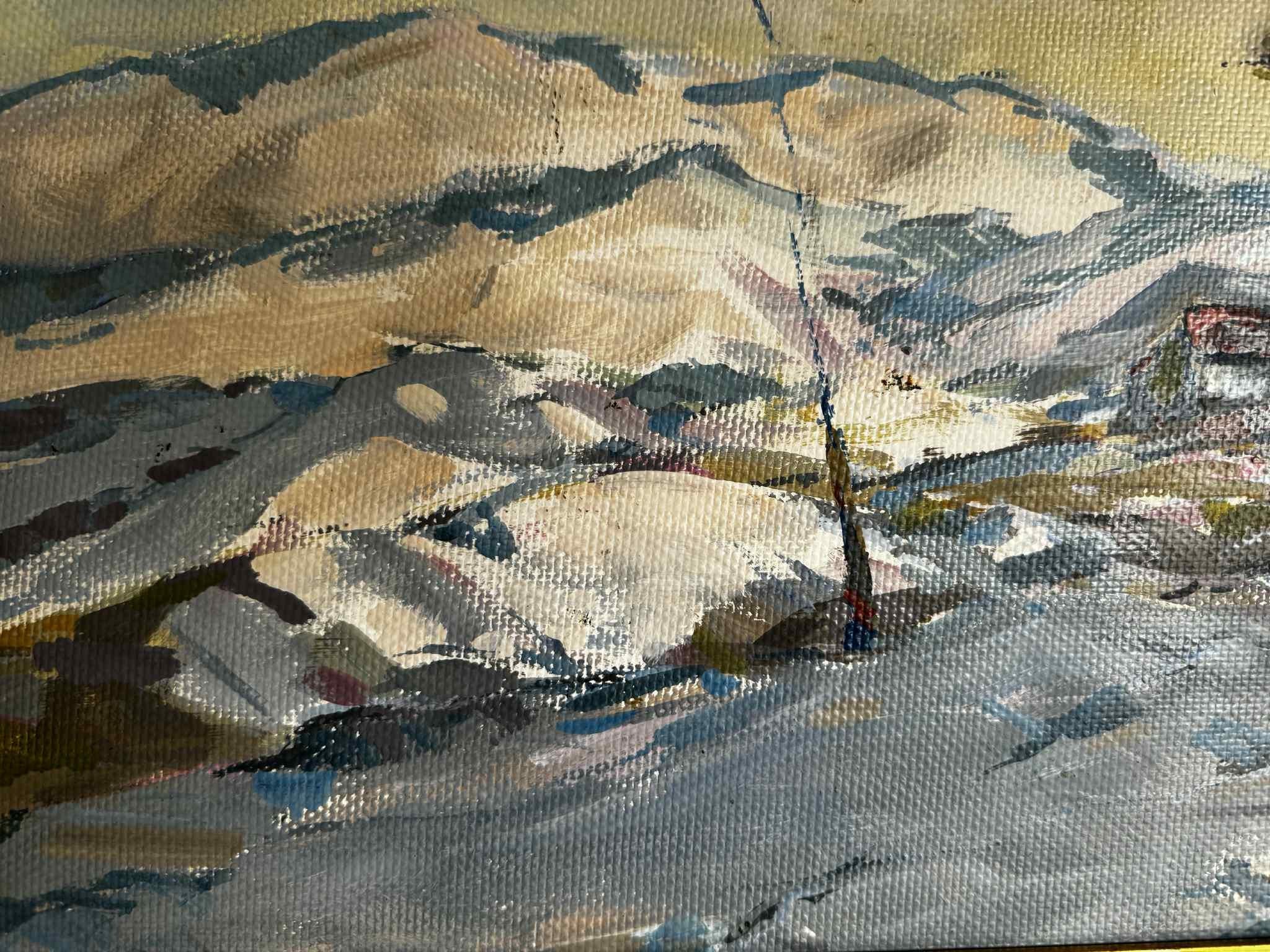 Hütte in den verschneiten Hügeln (Amerikanischer Impressionismus), Painting, von Karl Schmidt (b.1890)