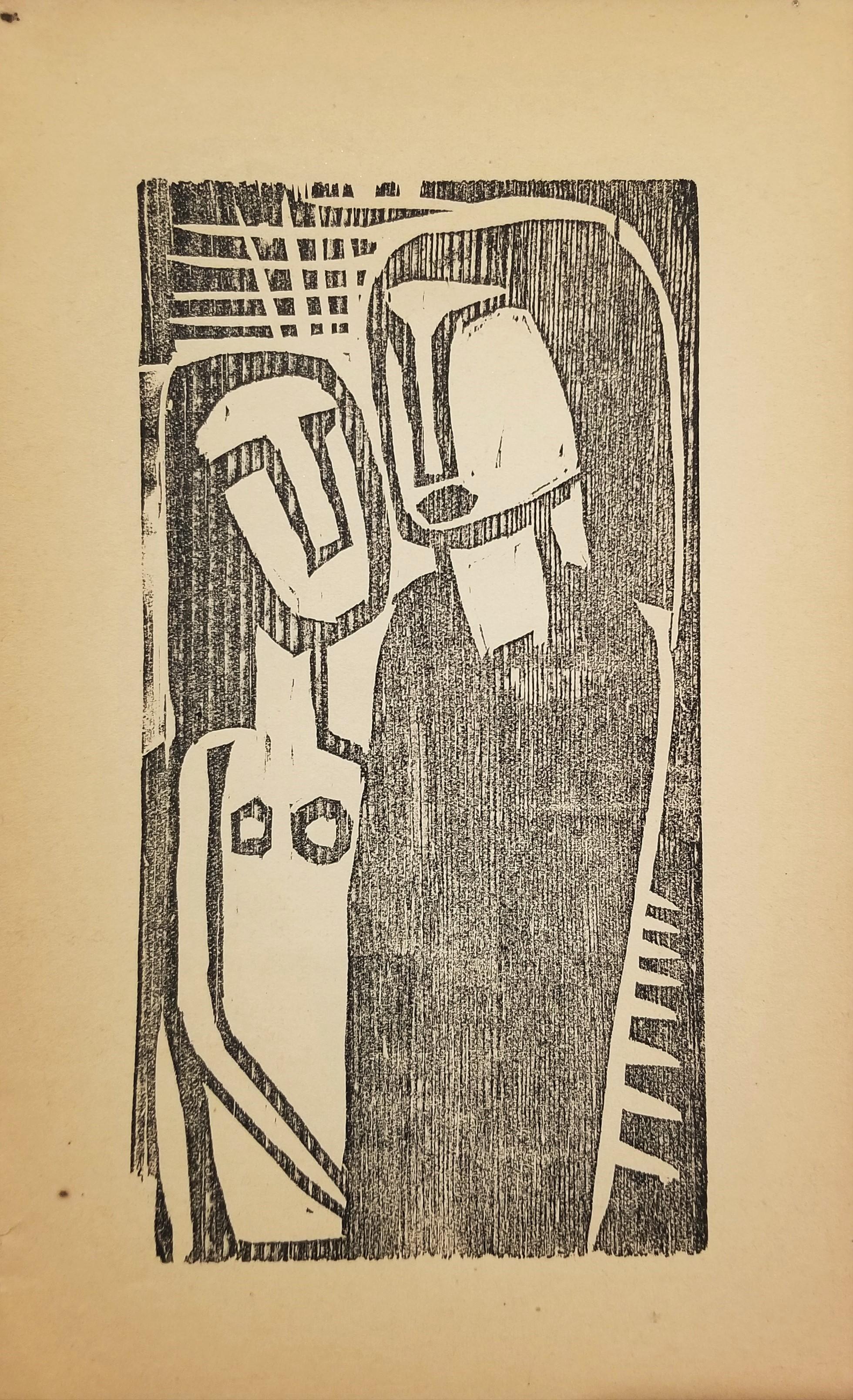 Bekleidete und nackte Frau (Femme vêtue et nue) /// Expressionnisme allemand  - Print de Karl Schmidt-Rottluff