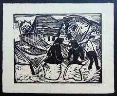 By the Nets - German Expressionism Woodcut Schmidt-Rottluff