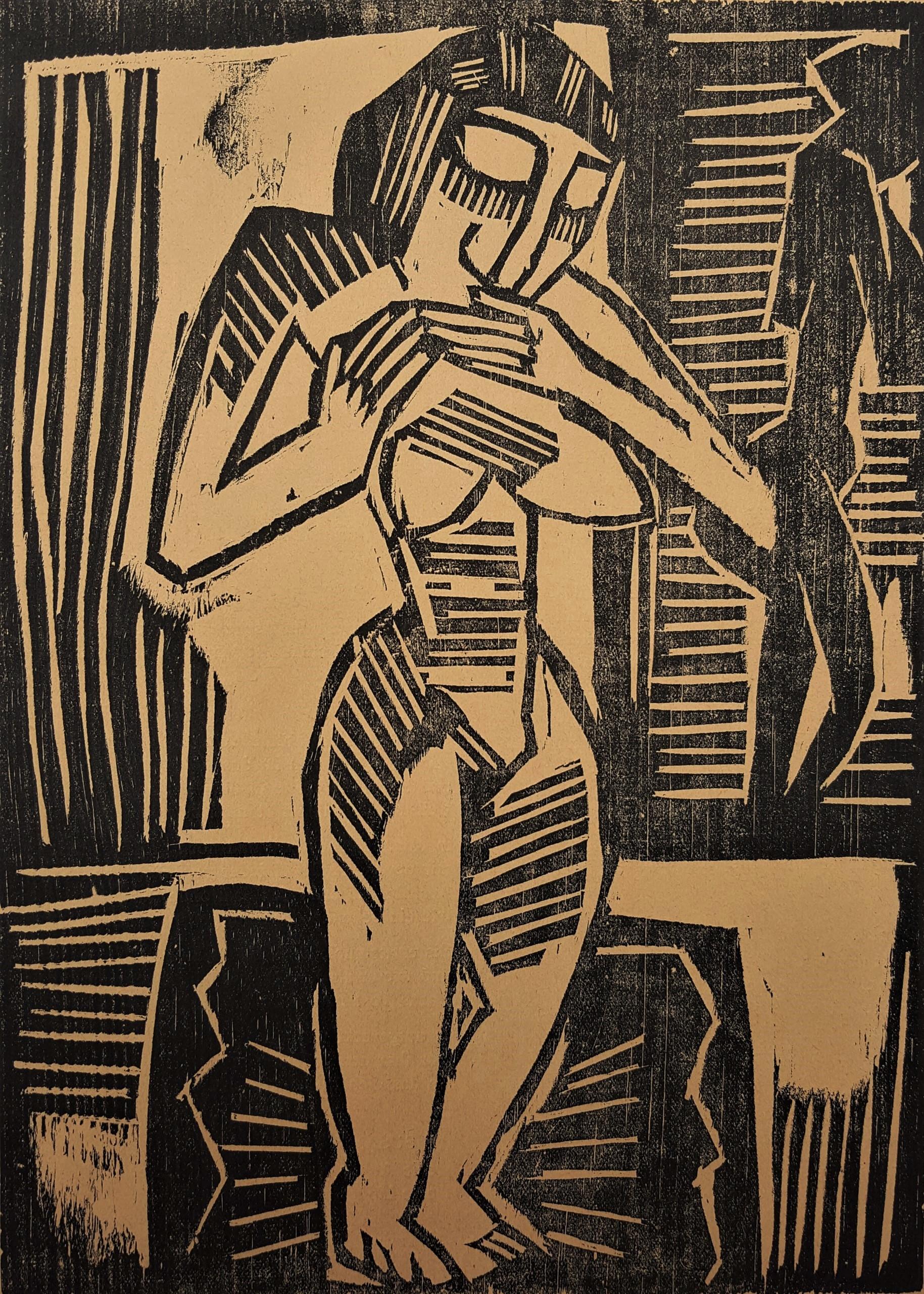 Karl Schmidt-Rottluff Nude Print - Frau auf Teppich (Woman on Carpet)