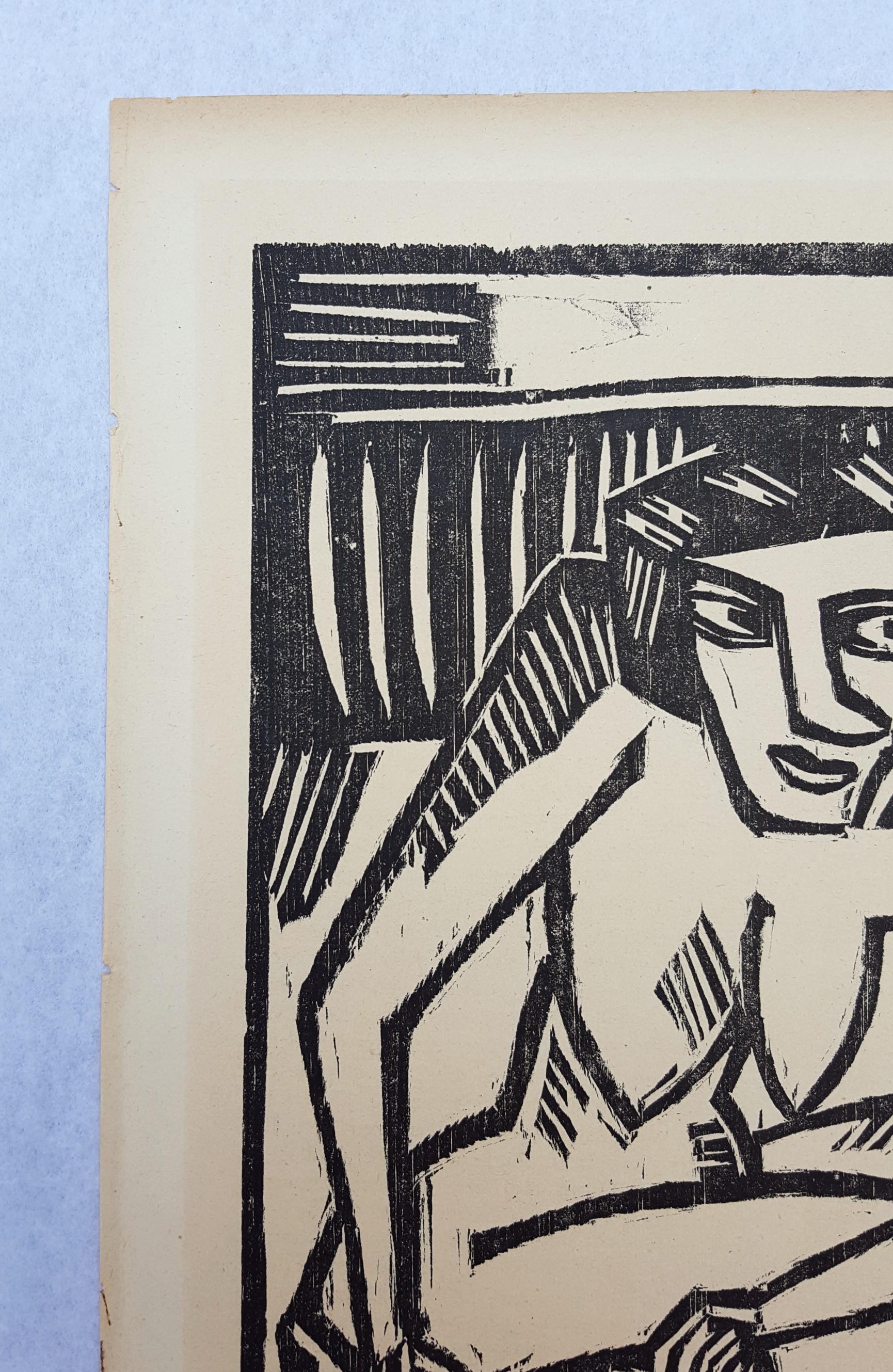 Frau in der Wanne (Woman in Tub) /// German Expressionism Schmidt-Rottluff Nude  For Sale 1