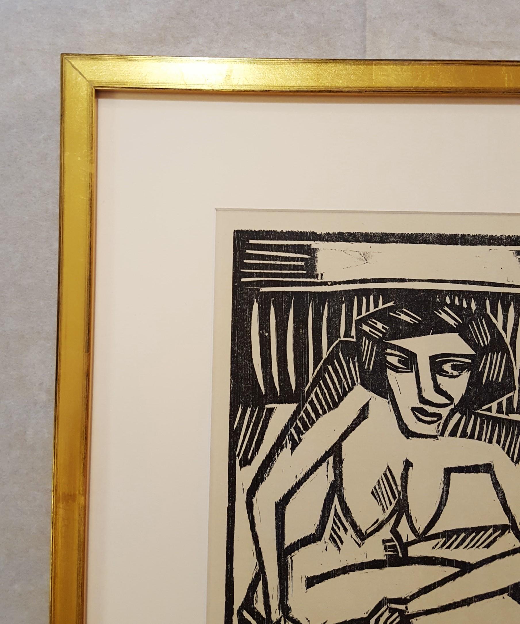 Frau in der Wanne (Woman in Tub) /// Expressionnisme allemand Schmidt-Rottluff nu  - Noir Nude Print par Karl Schmidt-Rottluff
