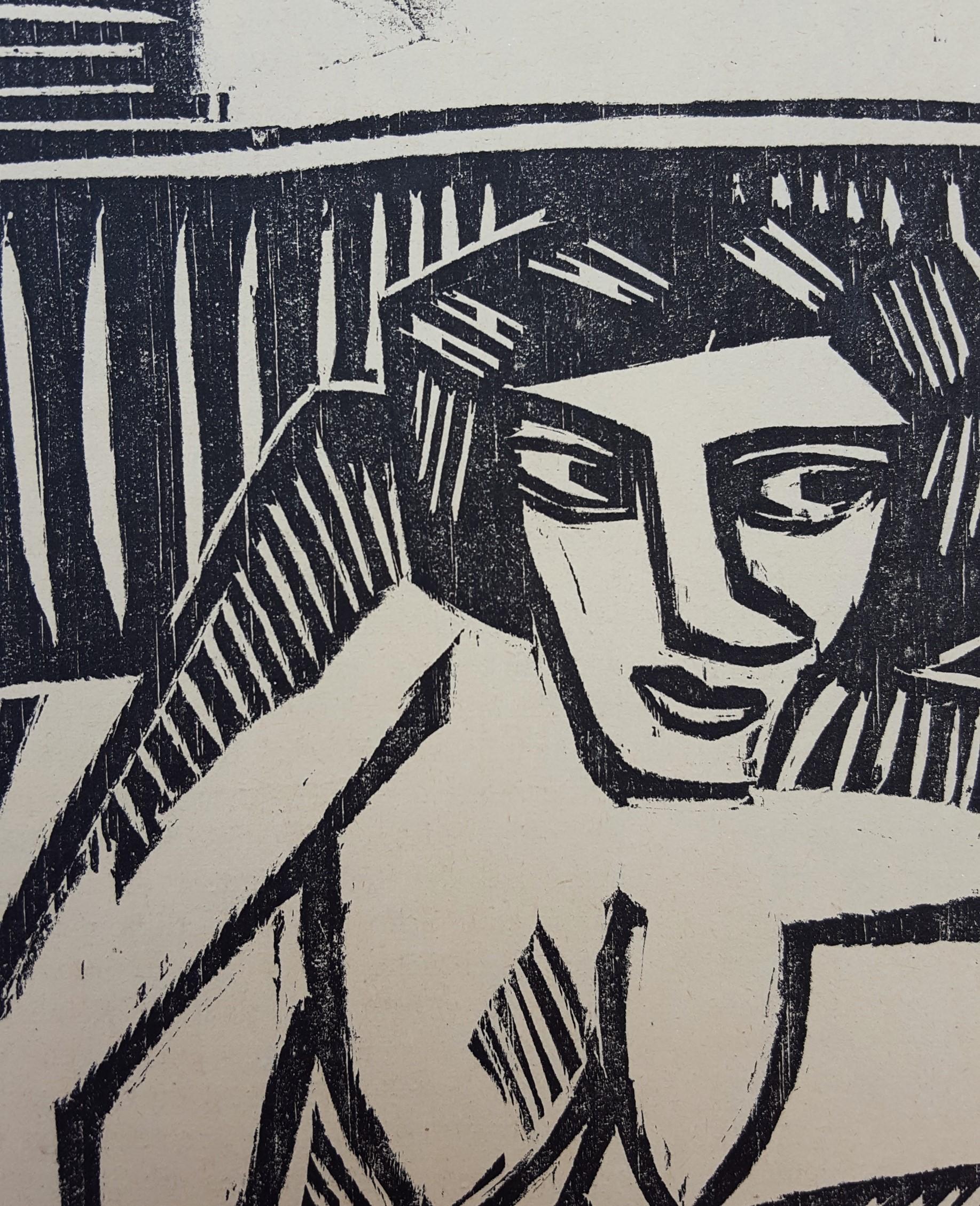 Frau in der Wanne (Mujer en la bañera) /// Expresionismo alemán Schmidt-Rottluff Desnudo en venta 3