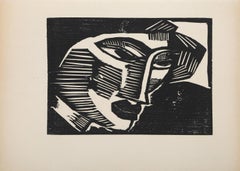 Kopf, Modern Woodcut by Karl Schmidt-Rottluff