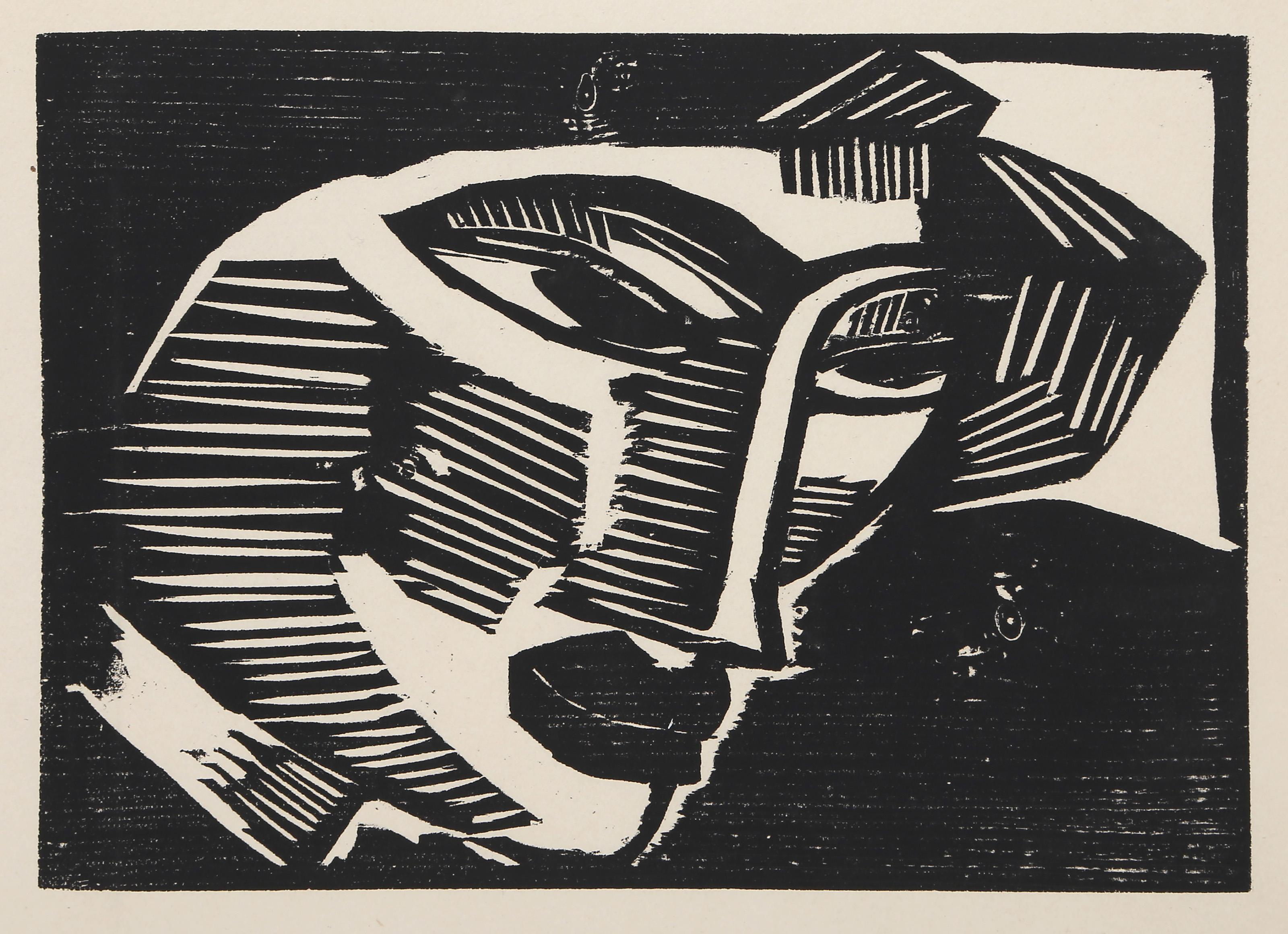 Kopf, Modern Woodcut by Karl Schmidt-Rottluff