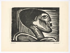 "Männlicher Kopf" original woodcut