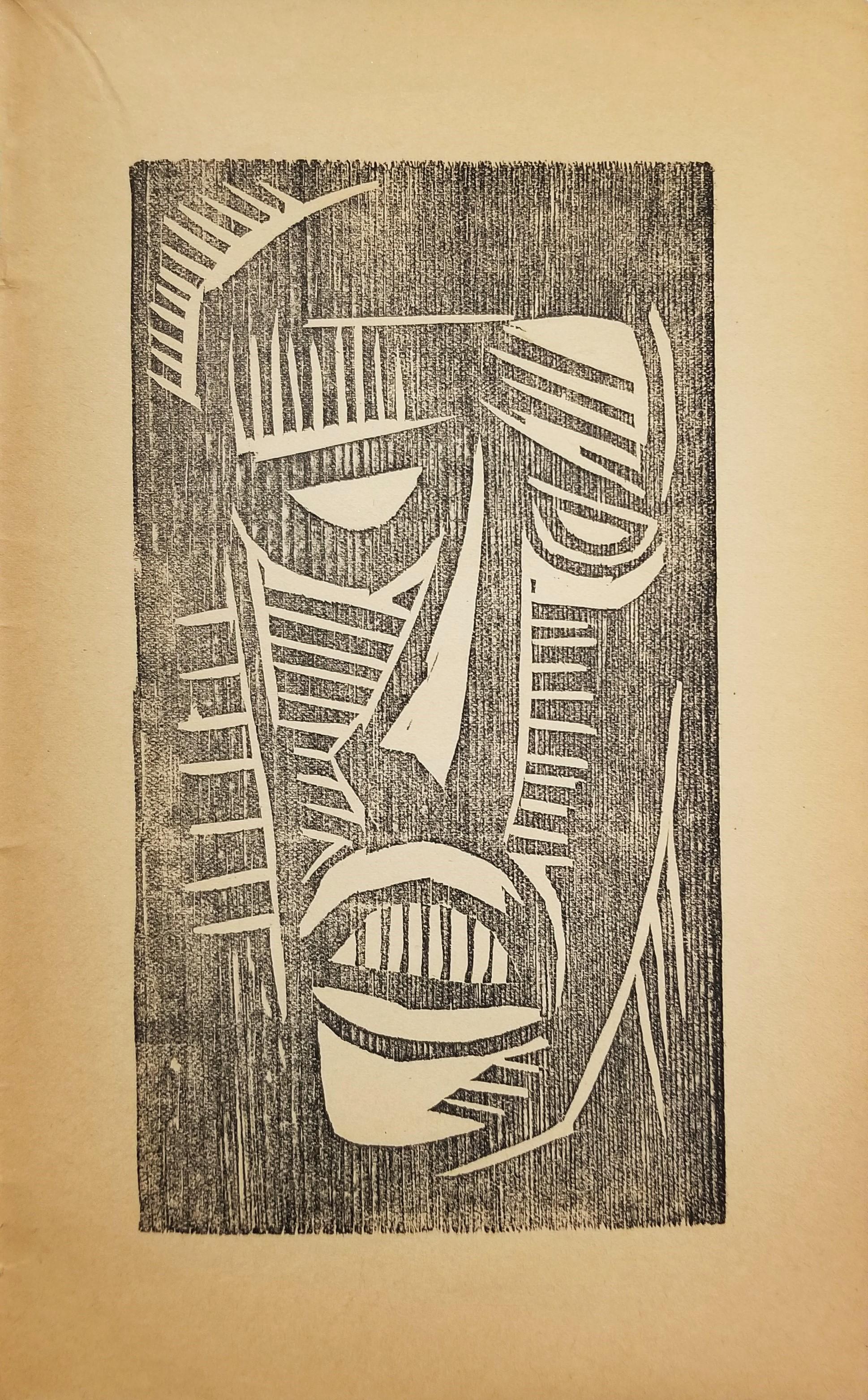 Männlicher Kopf von vorn (Male Head from the Front) /// German Expressionism  - Print by Karl Schmidt-Rottluff