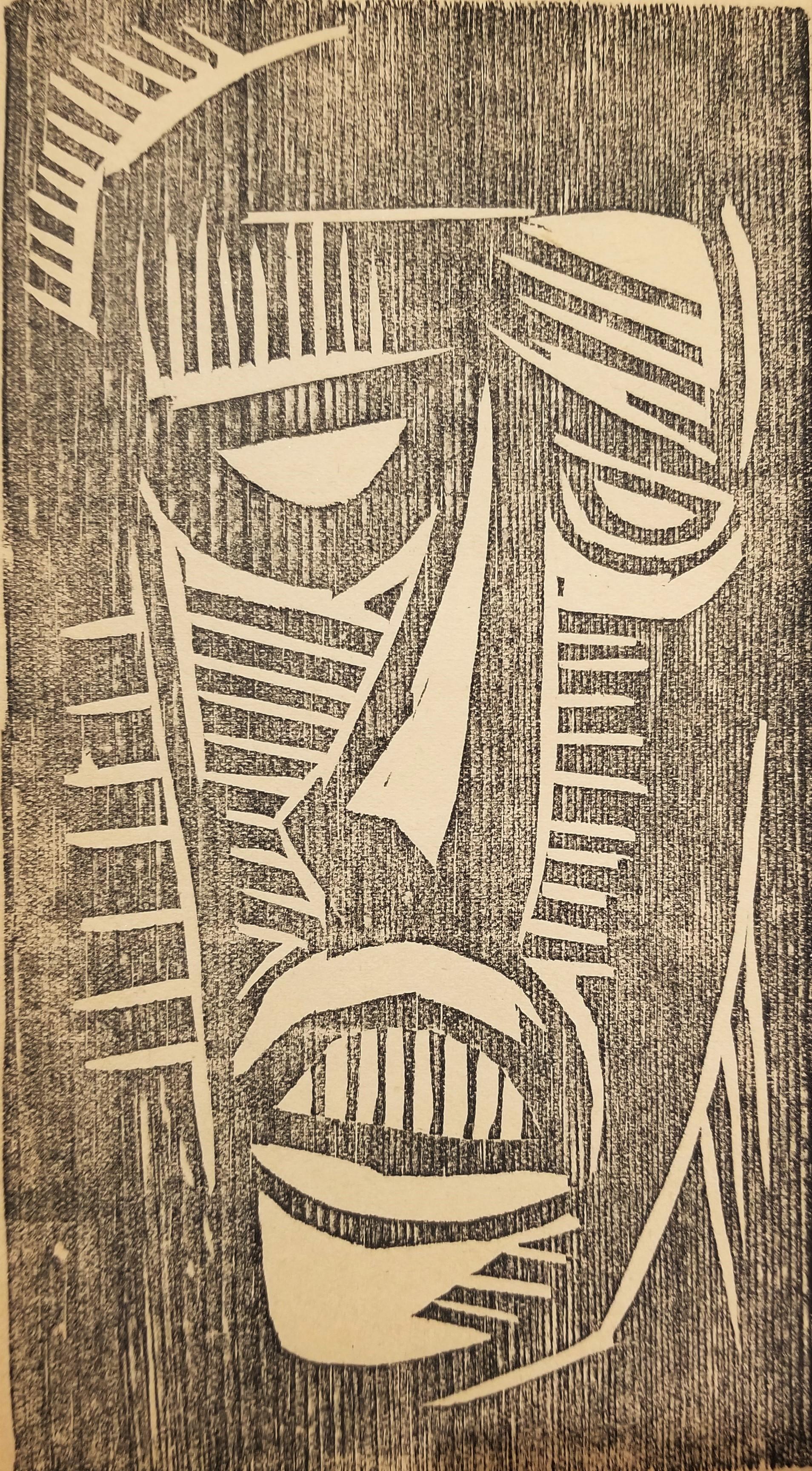 Männlicher Kopf von vorn (Male Head from the Front) /// German Expressionism 