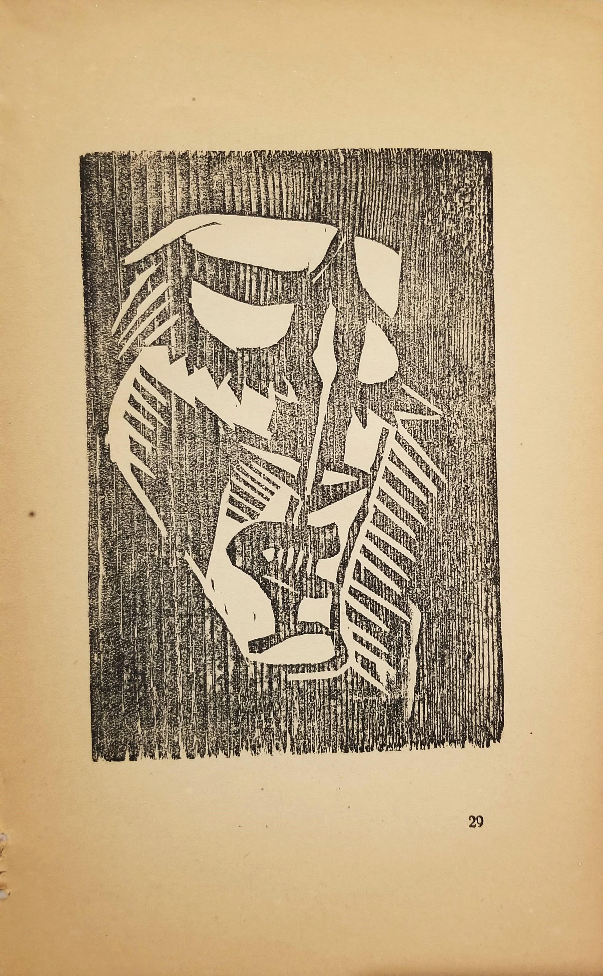 Männlicher Kopf von vorn, nach rechts gewandt (Male Head Facing Right) - Print by Karl Schmidt-Rottluff