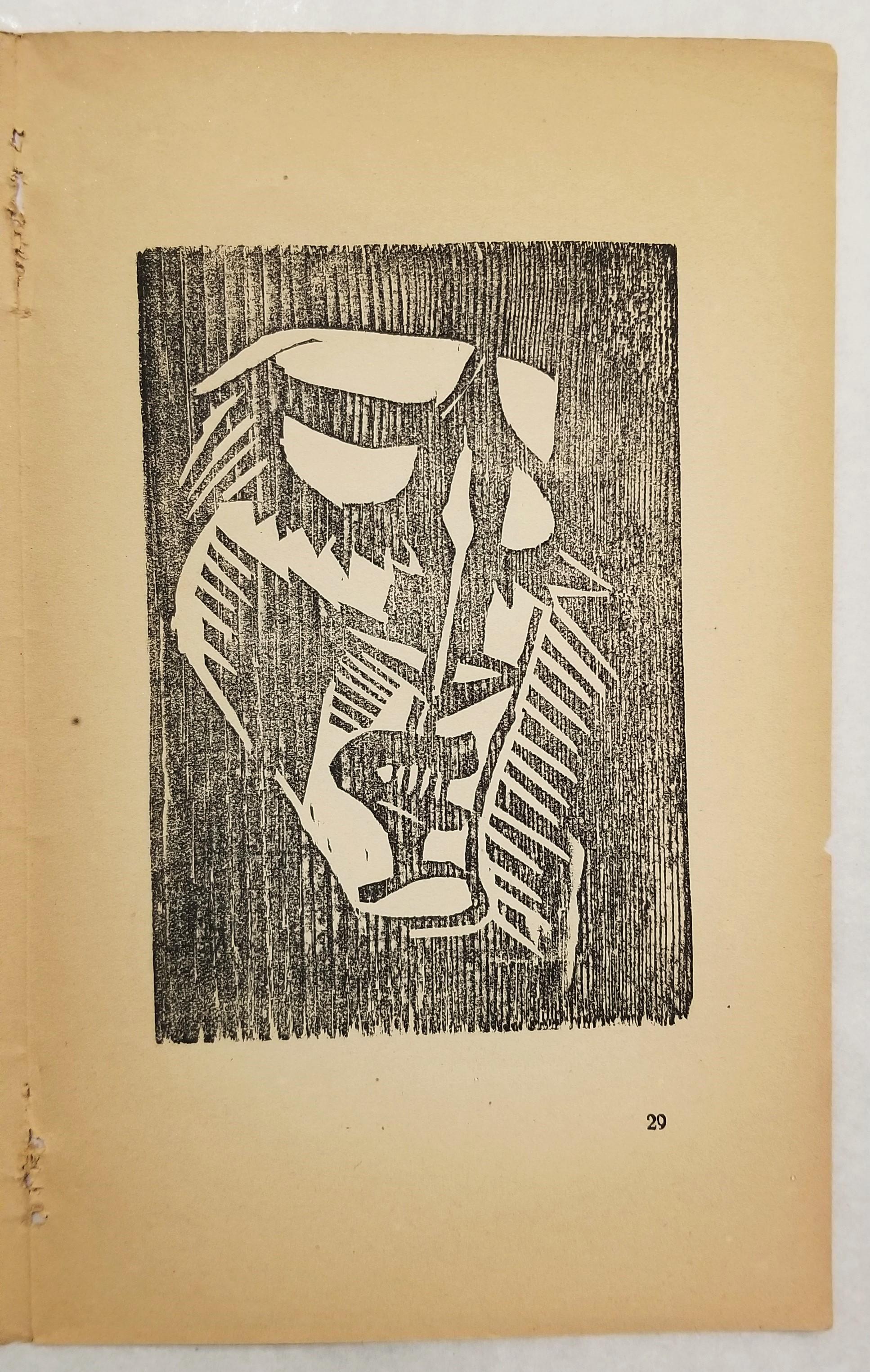 Männlicher Kopf von vorn, nach rechts gewandt (Male Head Facing Right) (Expressionismus), Print, von Karl Schmidt-Rottluff