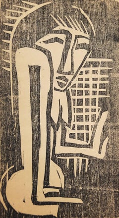 Stehendes nacktes Mädchen im Profil (Standing Naked Girl in Profile) /// Woodcut