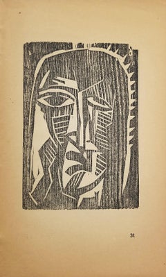 Weiblicher Kopf (Frauenkopf) /// Deutscher Expressionismus Rottluff Holzschnitt Modern