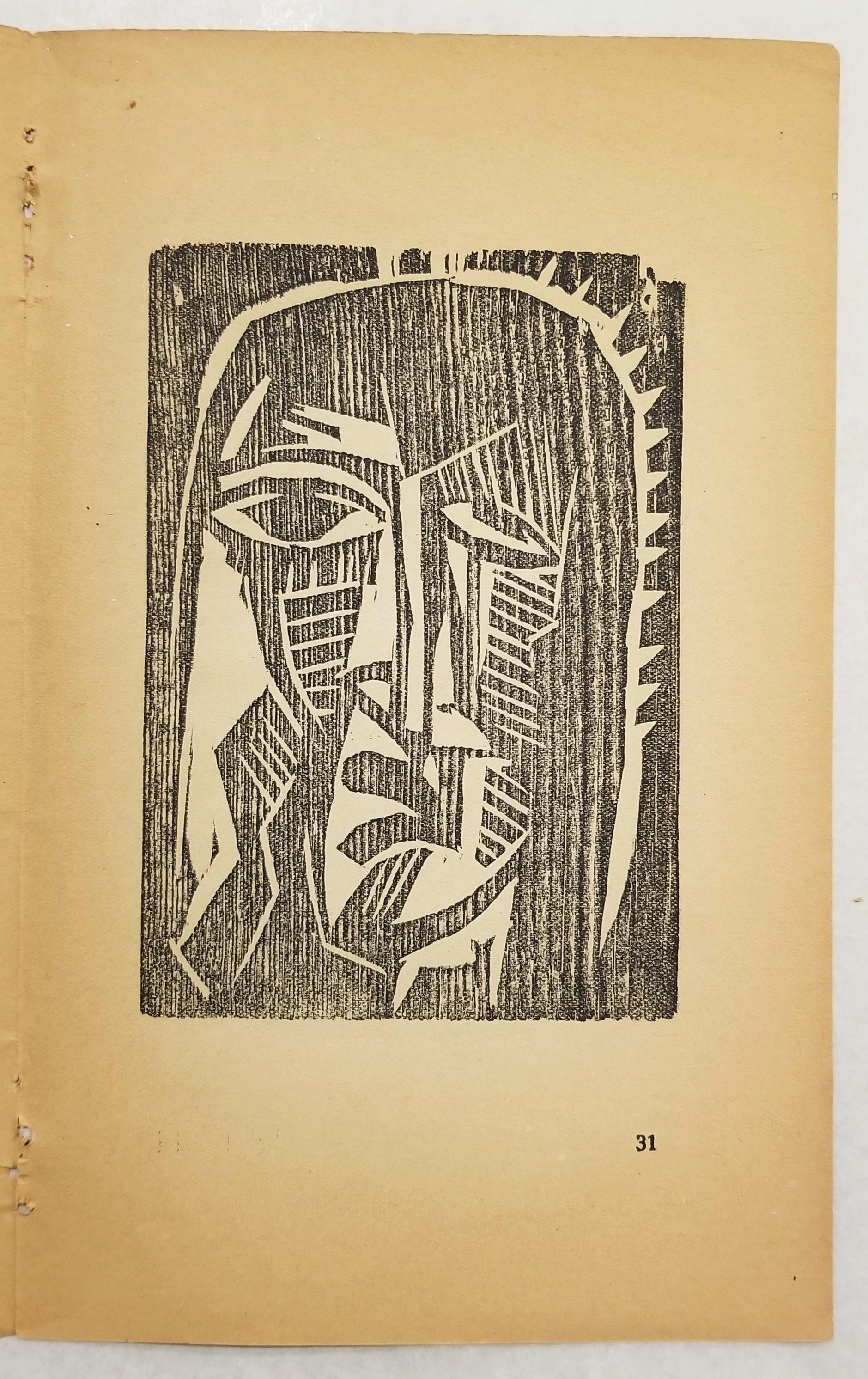 Weiblicher Kopf (Frauenkopf) /// Deutscher Expressionismus Rottluff Holzschnitt Modern (Beige), Portrait Print, von Karl Schmidt-Rottluff