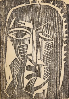 Weiblicher Kopf (Female Head) /// German Expressionism Rottluff Woodcut Modern
