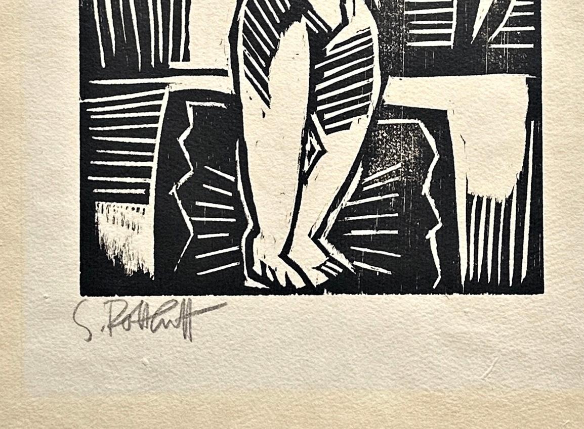 Karl Schmidt Rottluff Woman on Carpet 1915 Hand-Signed Woodcut Expressionist For Sale 4