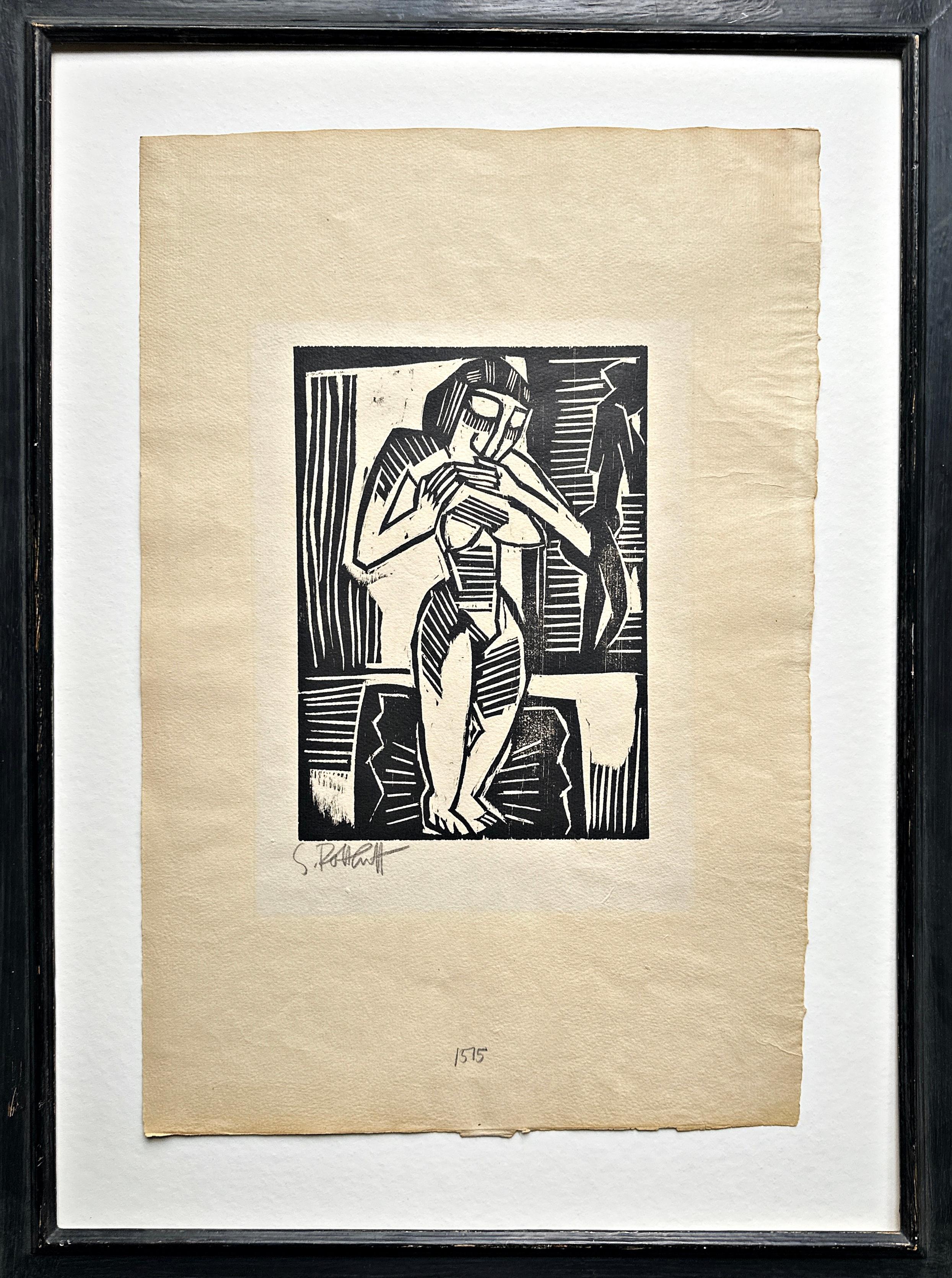 Karl Schmidt Rottluff Woman on Carpet 1915 Hand-Signed Woodcut Expressionist