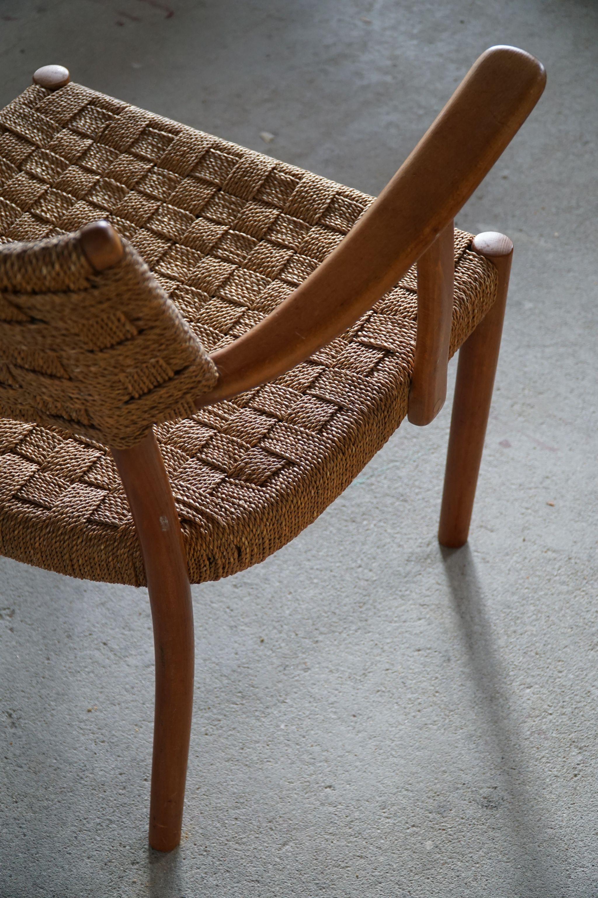 Karl Schrøder Armchair in Beech & Seagrass, Made by Fritz Hansen, 1930s 3