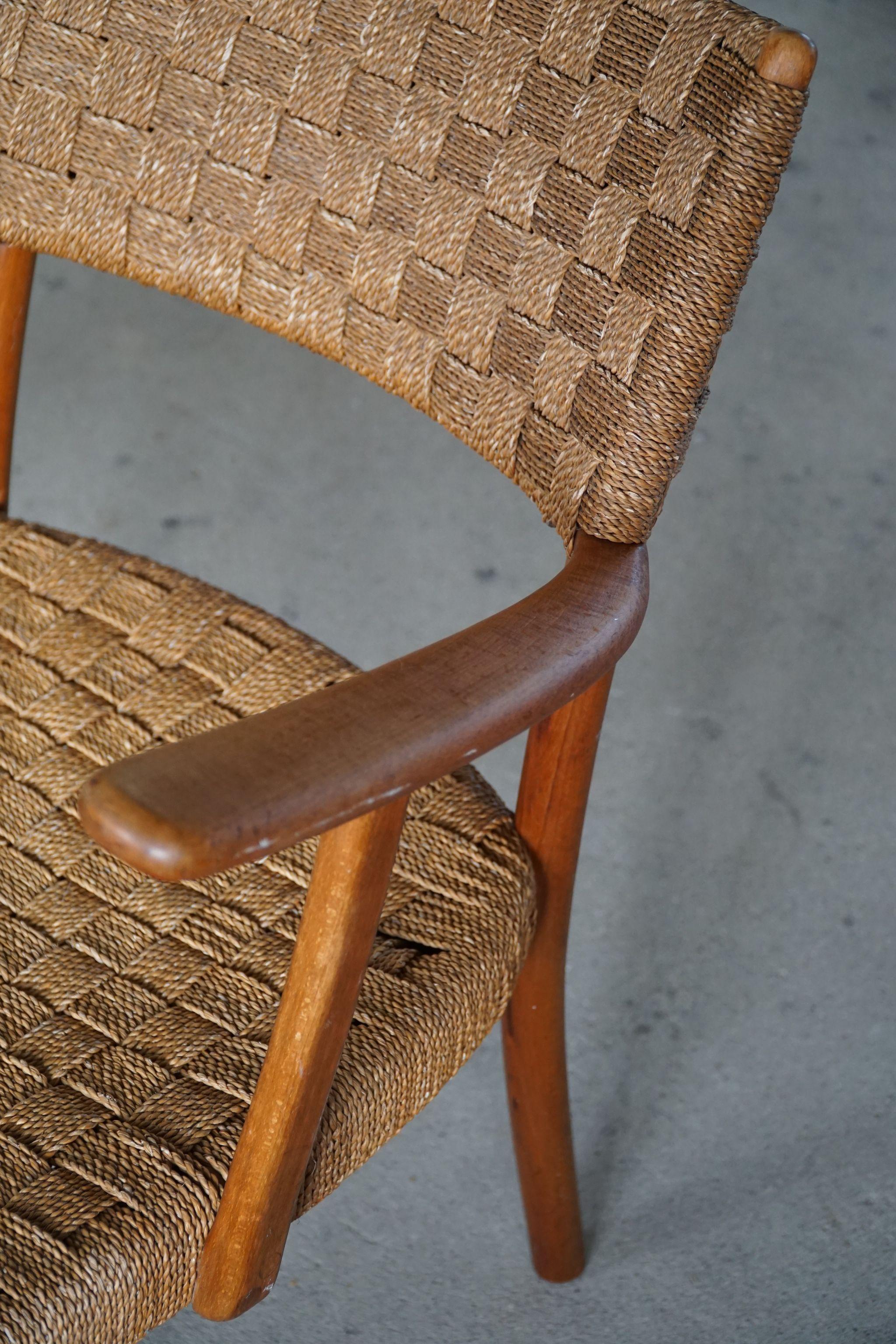 Karl Schrøder Armchair in Beech & Seagrass, Made by Fritz Hansen, 1930s 5