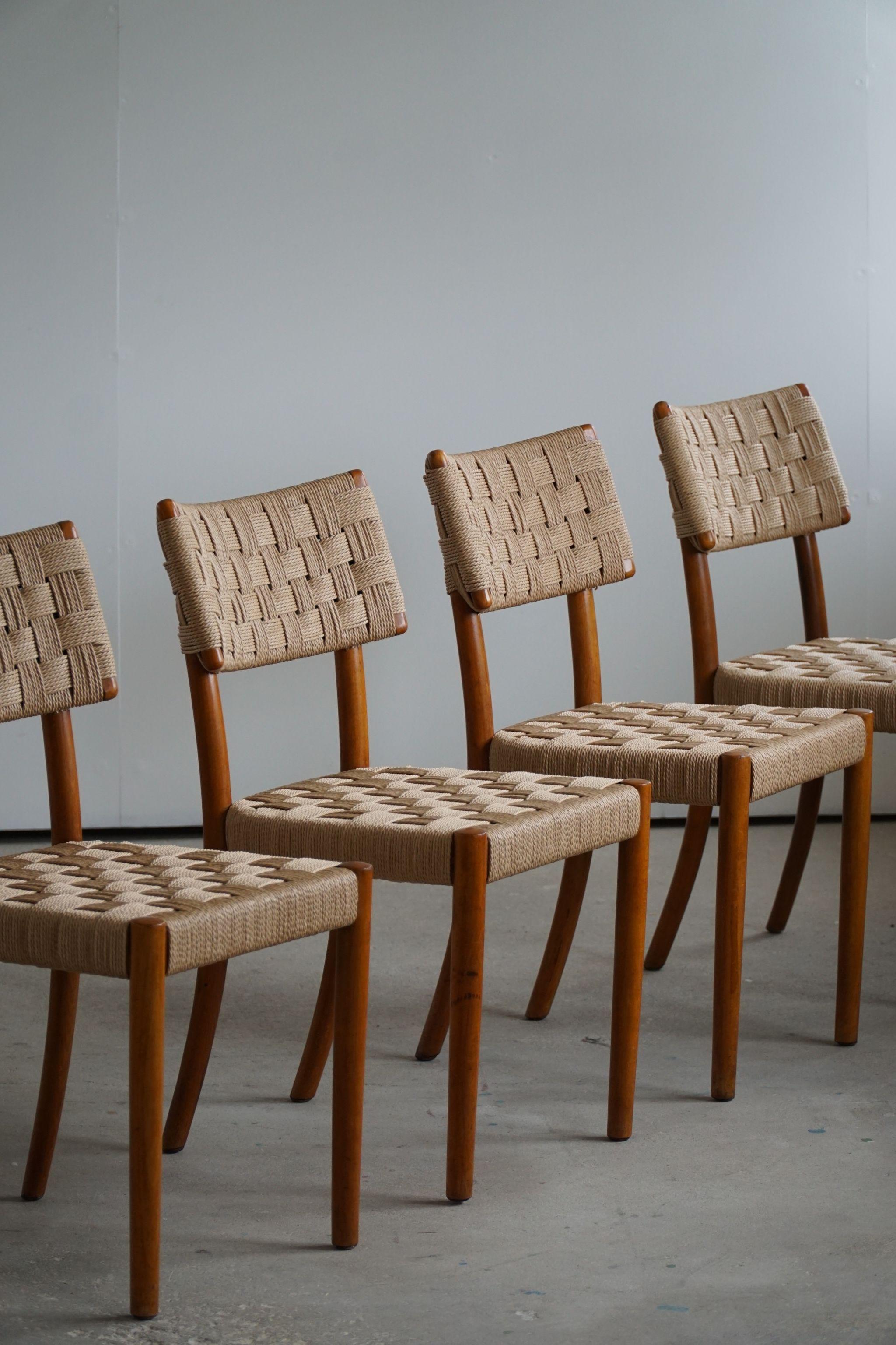 Art Deco Karl Schrøder, Set of 4 Dining Chairs for Fritz Hansen, 