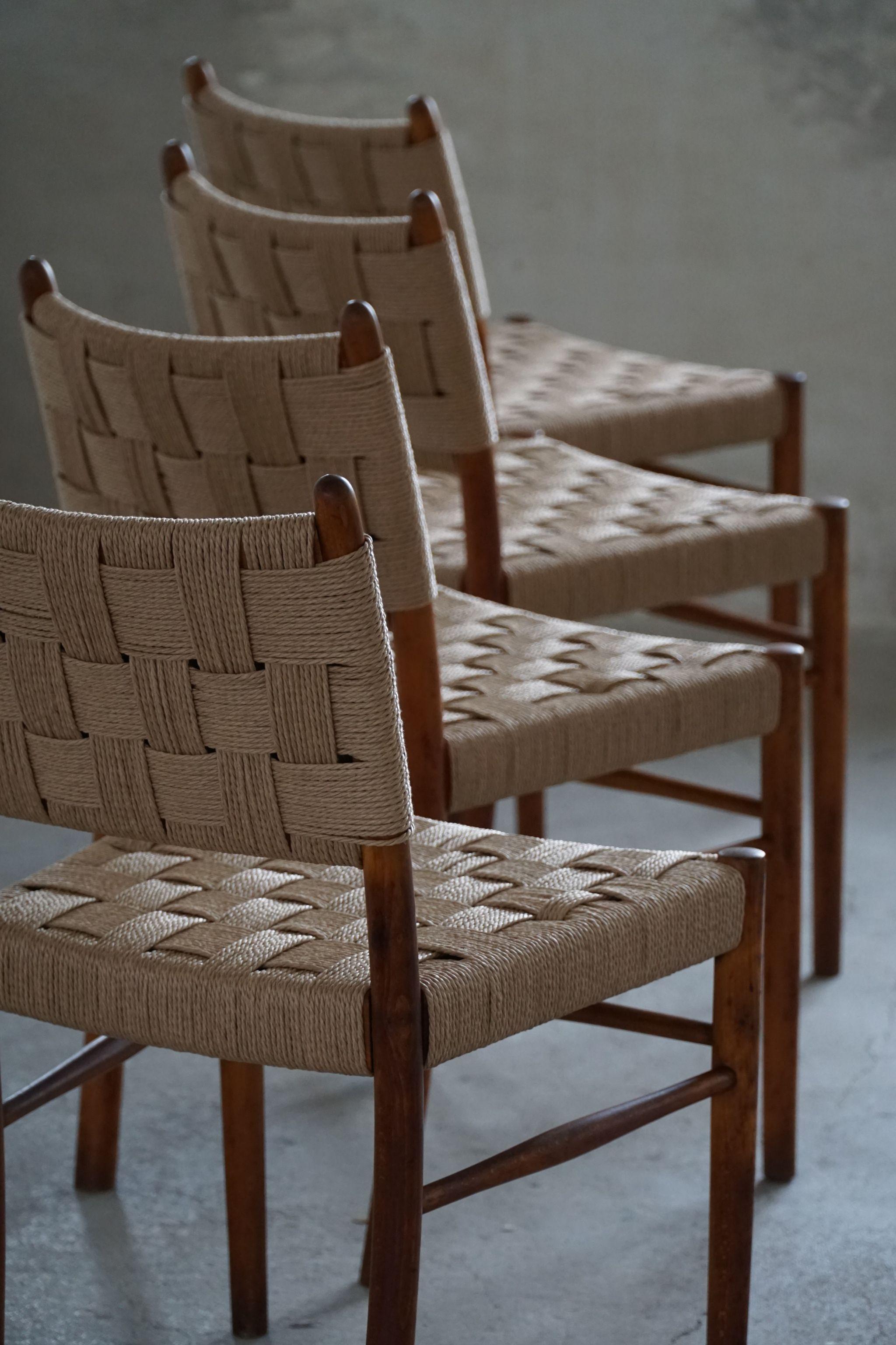 Karl Schrøder, Set of 4 Dining Chairs for Fritz Hansen, 