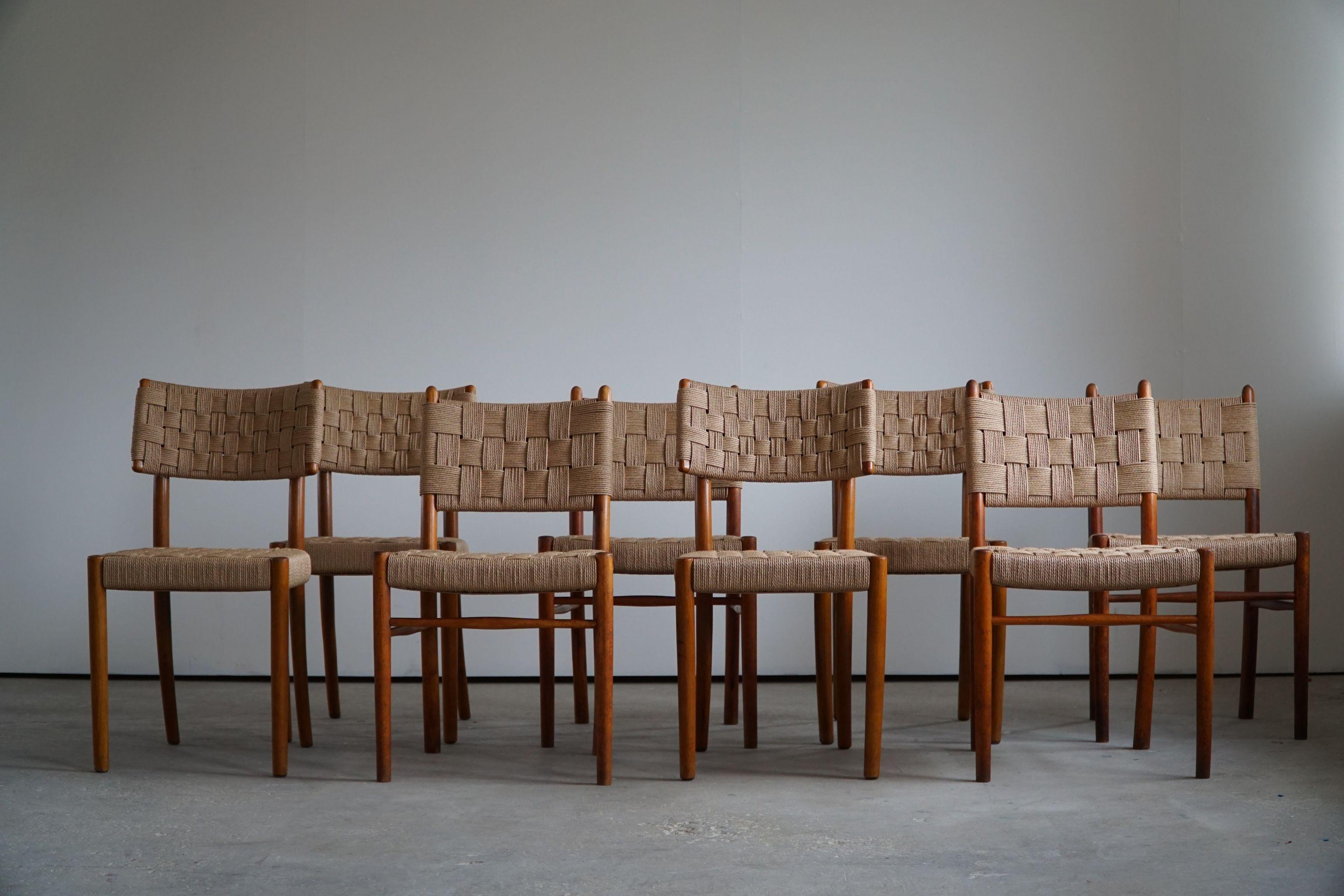 Karl Schrøder, Set of 8 Dining Chairs for Fritz Hansen, Model 1462 & 1572, 1930s 5