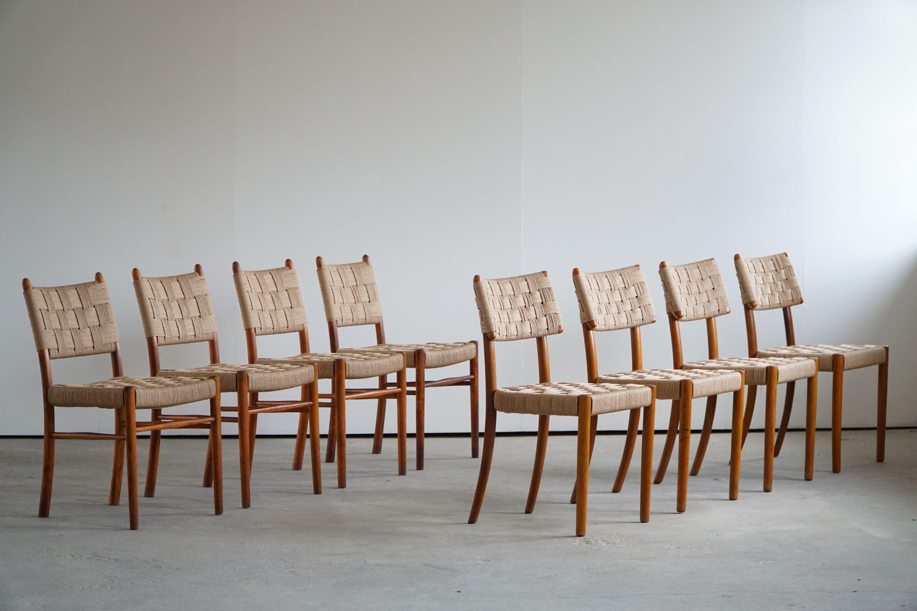 Karl Schrøder, Set of 8 Dining Chairs for Fritz Hansen, Model 1462 & 1572, 1930s 7