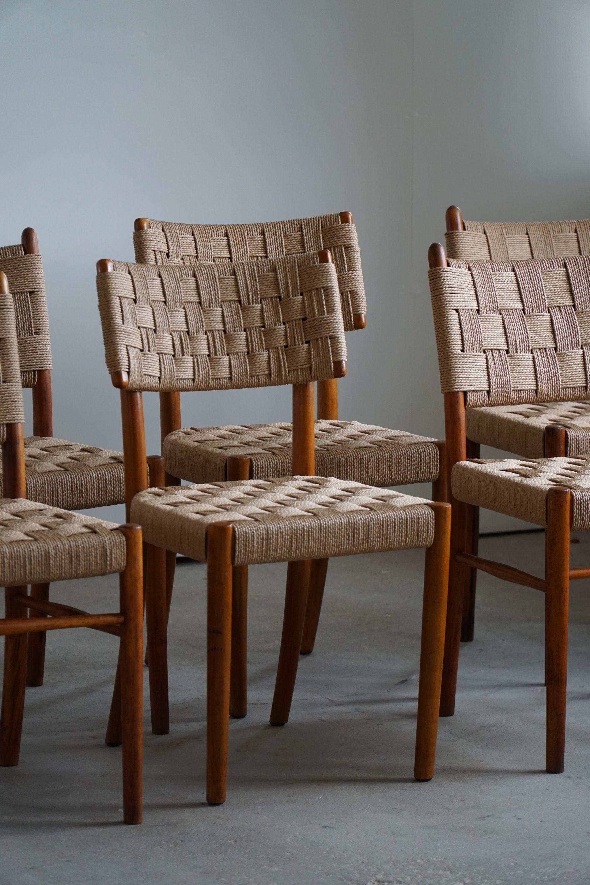 Karl Schrøder, Set of 8 Dining Chairs for Fritz Hansen, Model 1462 & 1572, 1930s 12