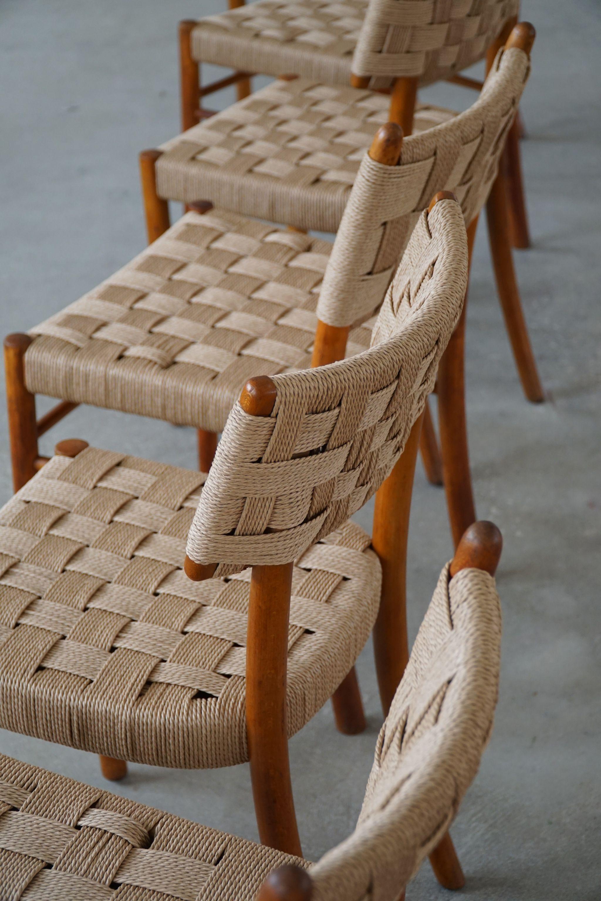 Karl Schrøder, Set of 8 Dining Chairs for Fritz Hansen, Model 1462 & 1572, 1930s In Good Condition In Odense, DK