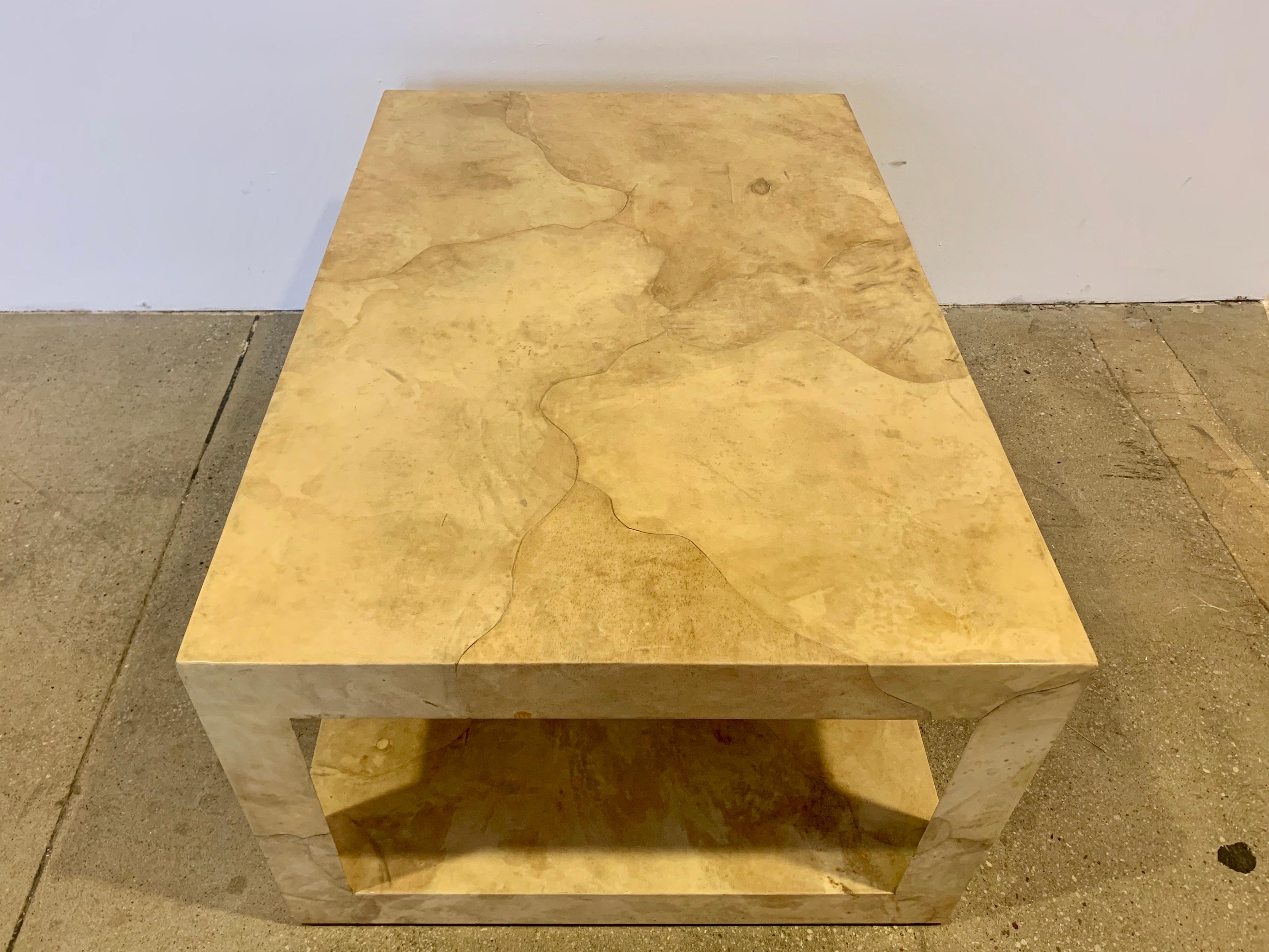 Karl Spinger 1970s Parchment Coffee Table Signed 3