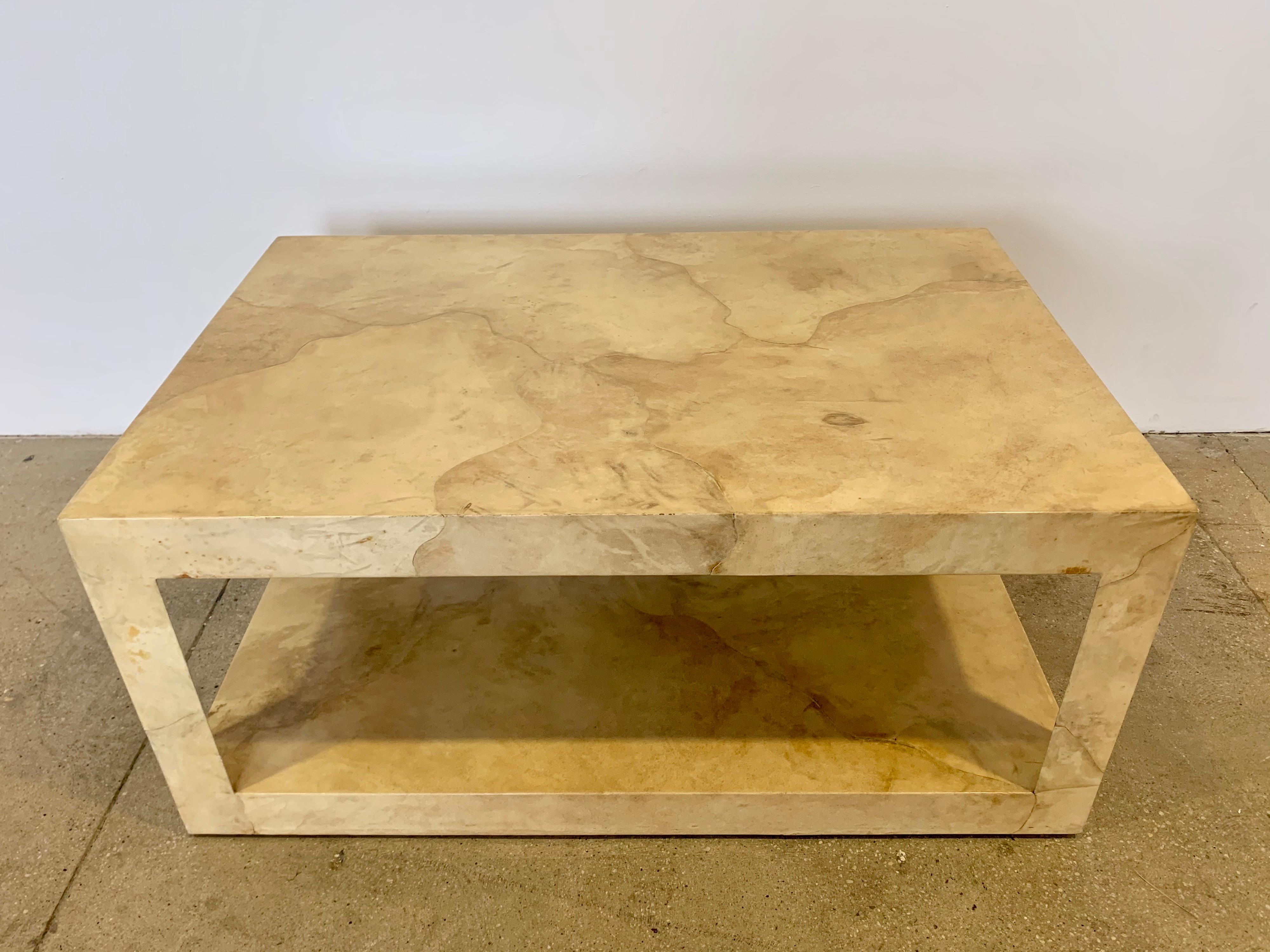 Karl Spinger 1970s Parchment Coffee Table Signed 5