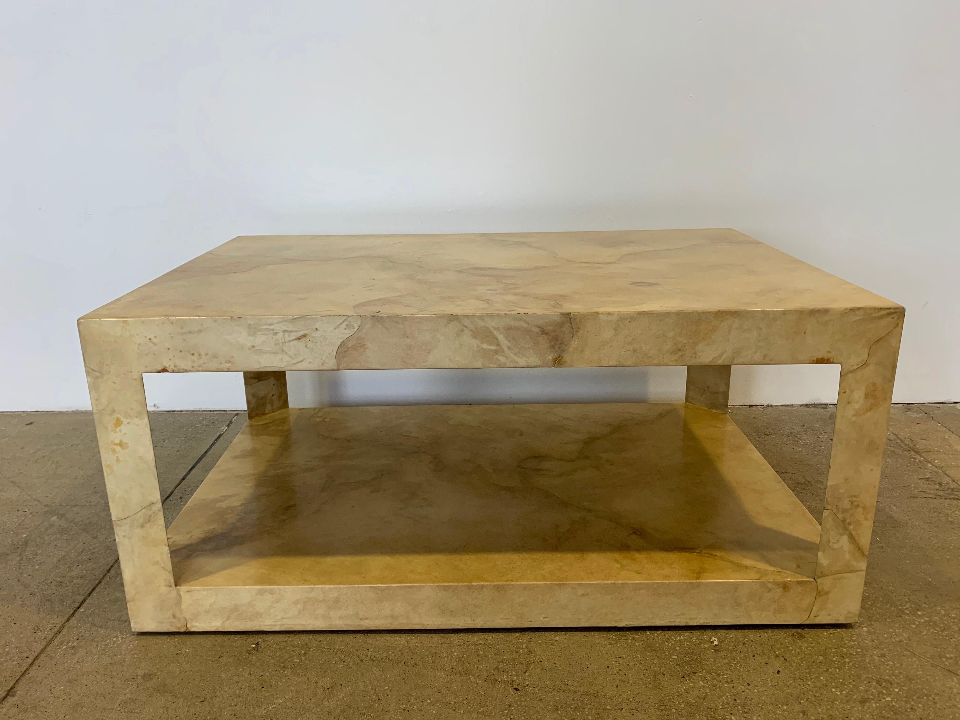 Karl Spinger 1970s Parchment Coffee Table Signed 6