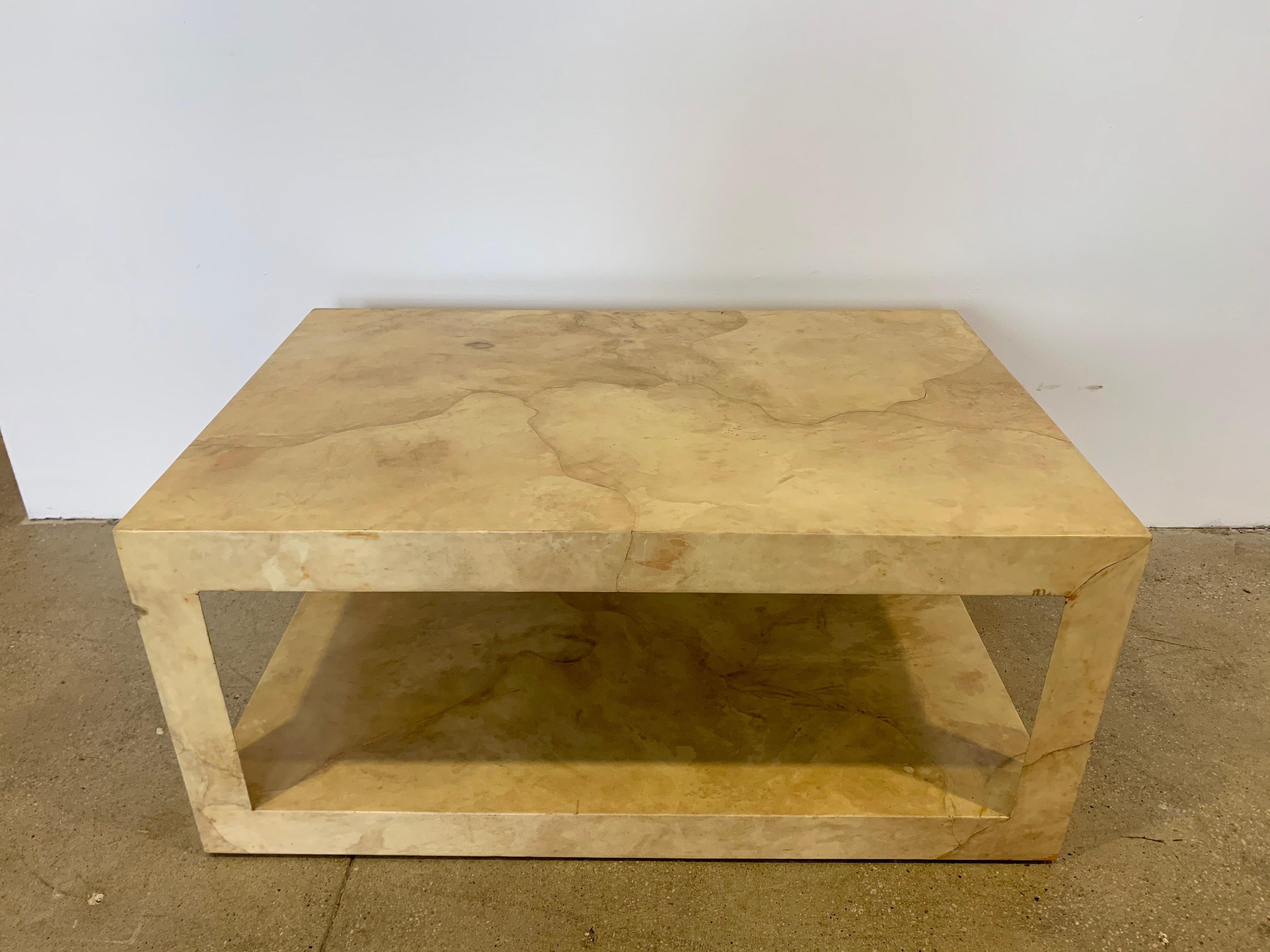 Karl Spinger 1970s Parchment Coffee Table Signed 9