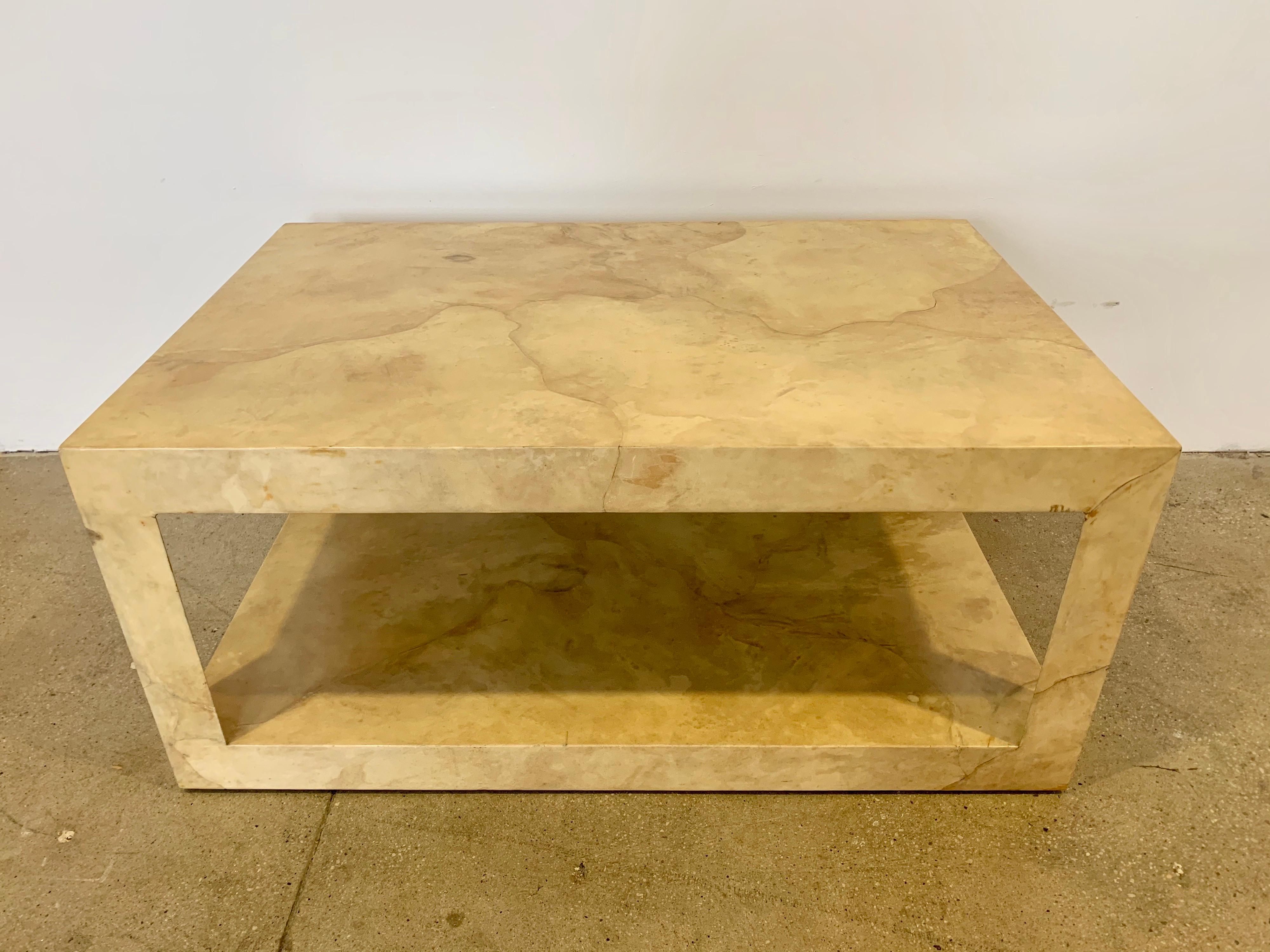 Karl Spinger 1970s Parchment Coffee Table Signed 11