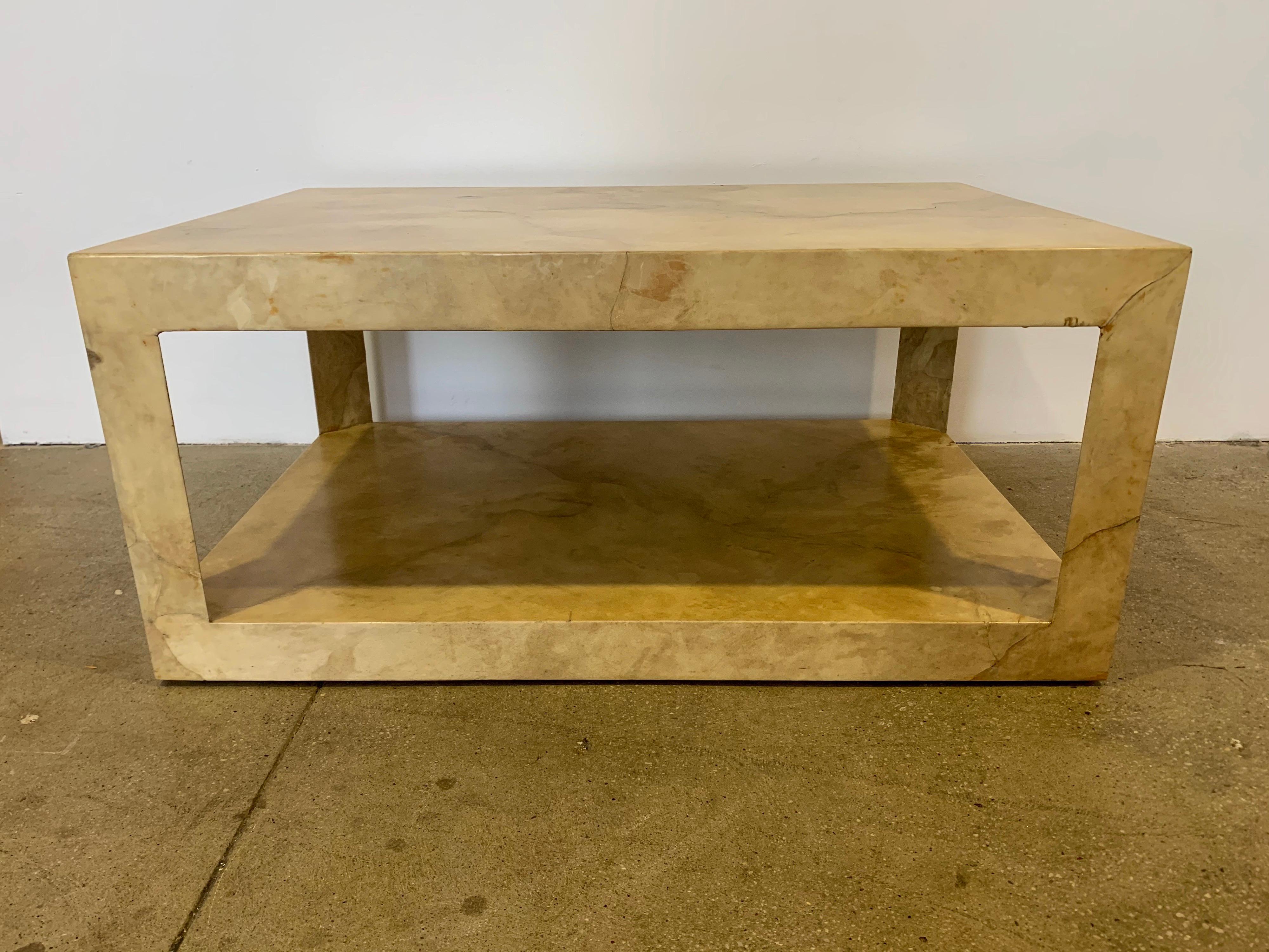 Karl Spinger 1970s Parchment Coffee Table Signed 12