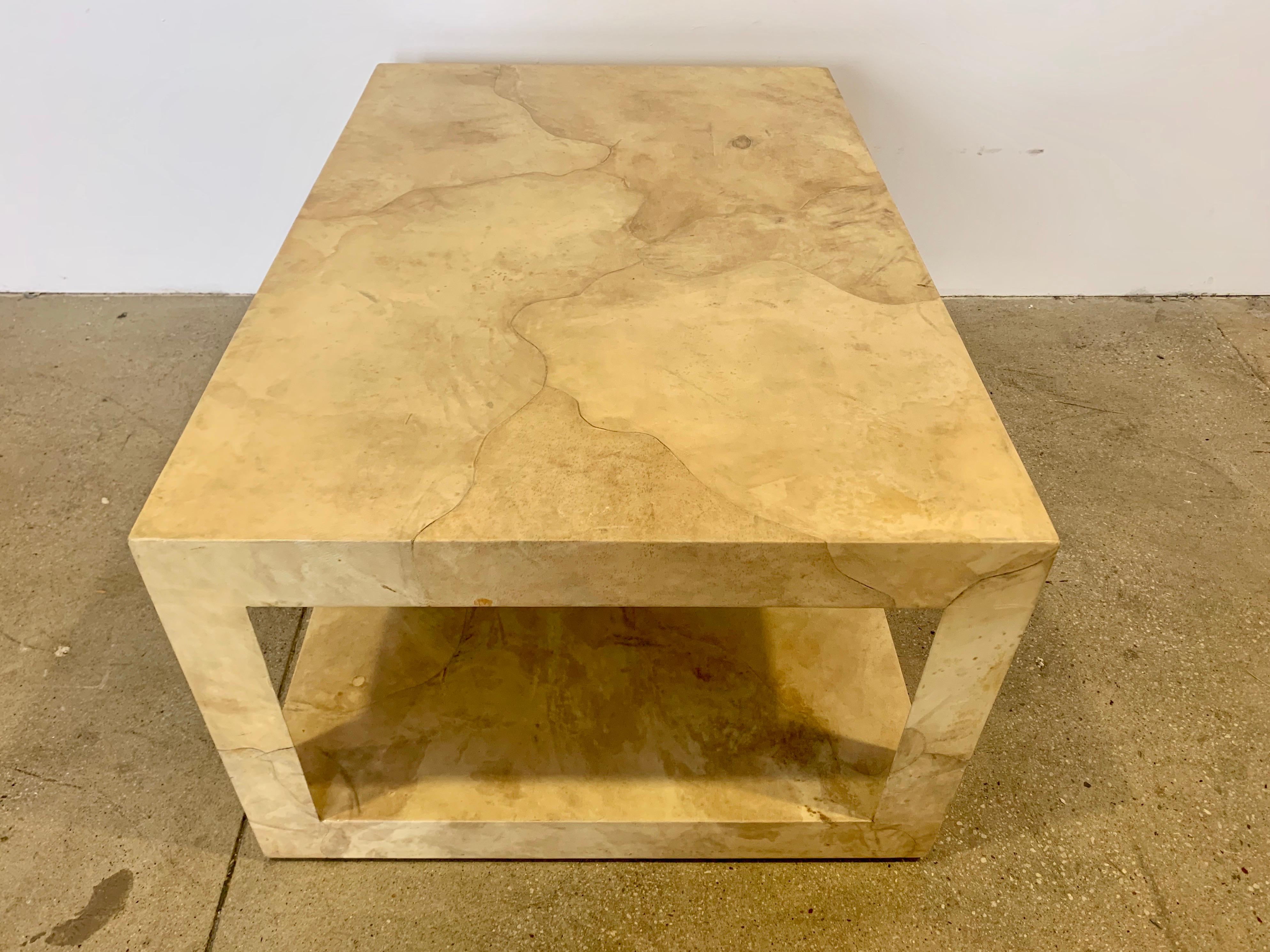 Karl Spinger 1970s Parchment Coffee Table Signed 1