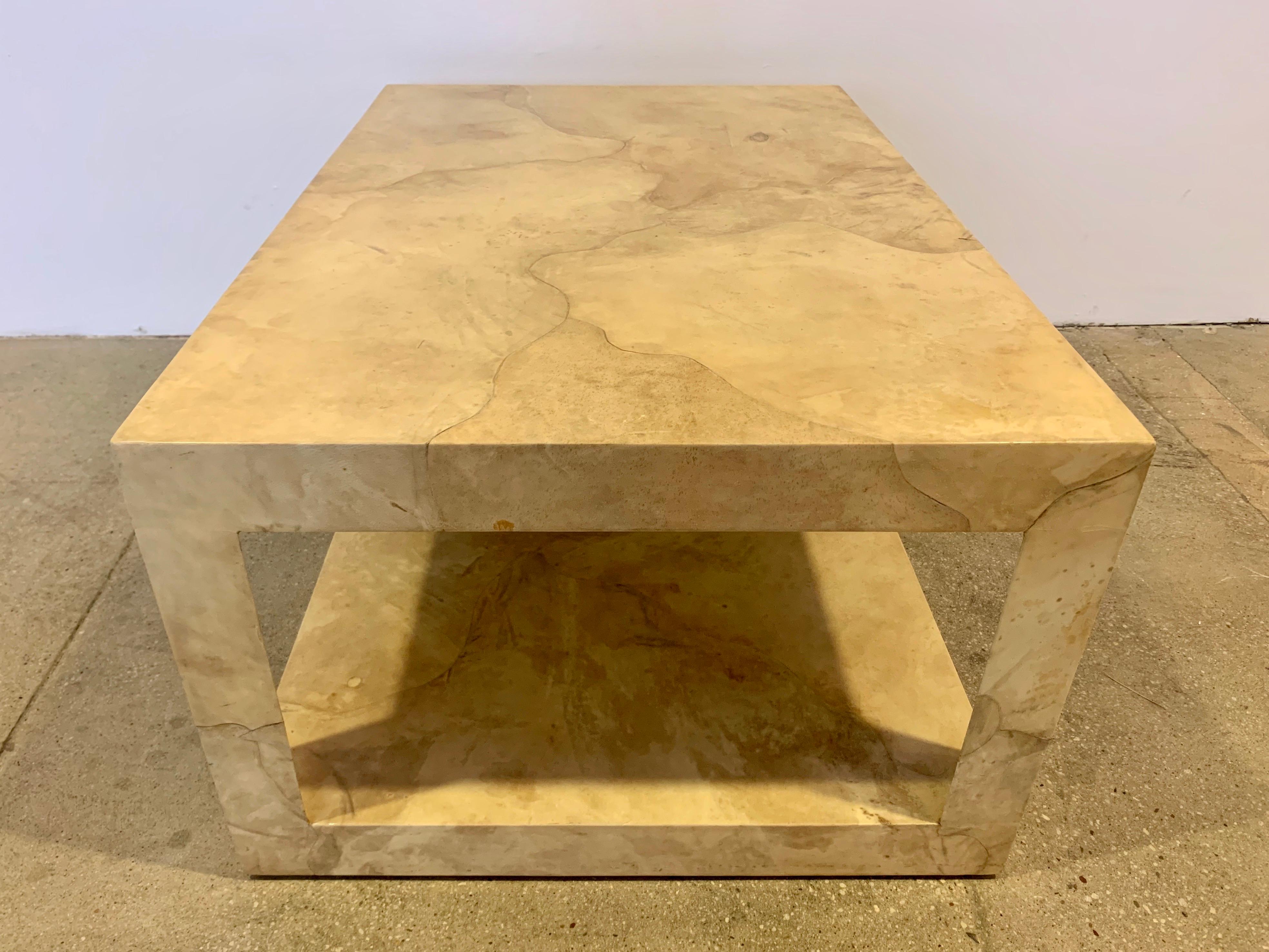 Karl Spinger 1970s Parchment Coffee Table Signed 2