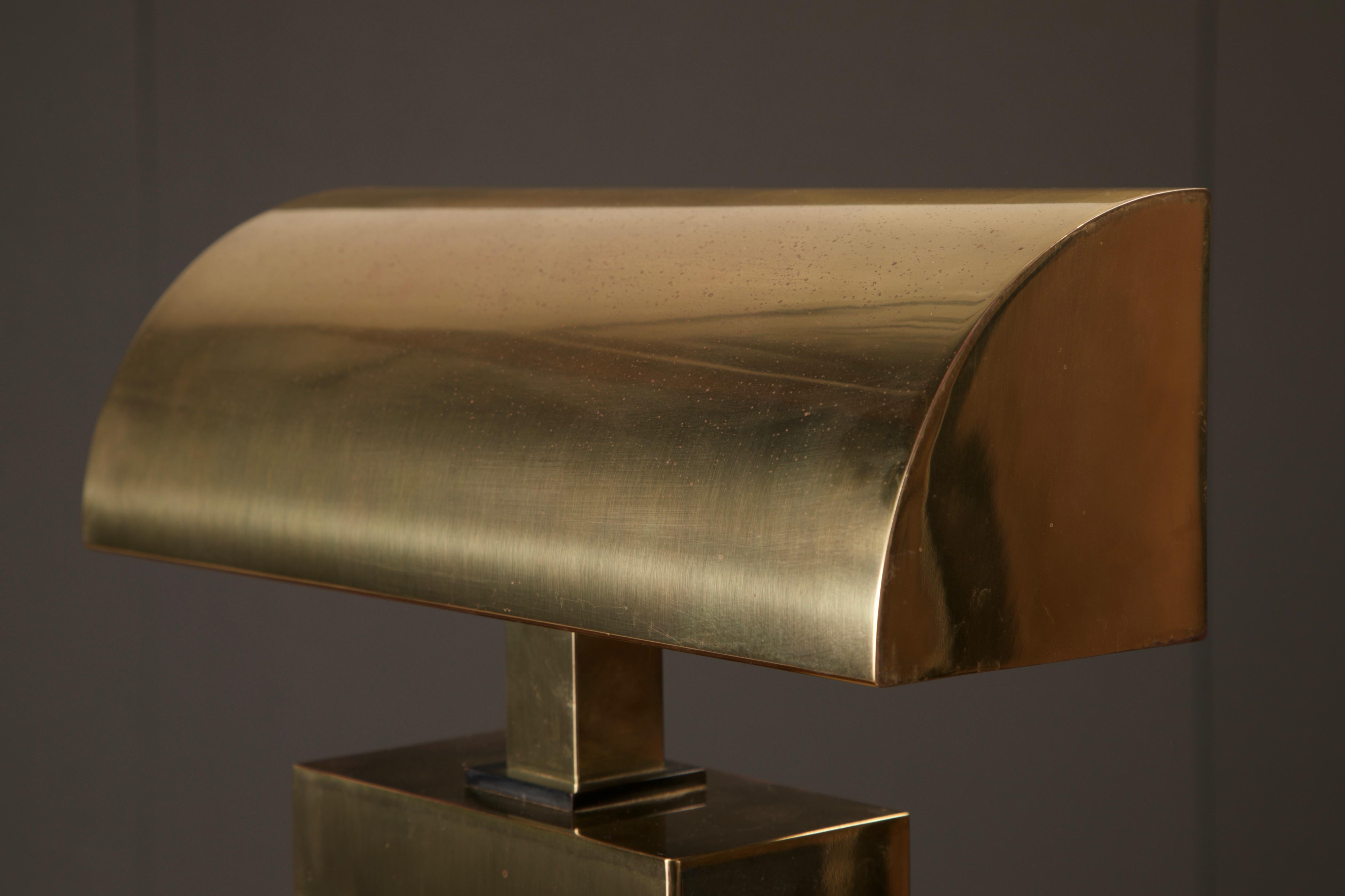 Karl Spinger 'Sculpture' Brass Table Lamp, c 1980, Signed For Sale 5