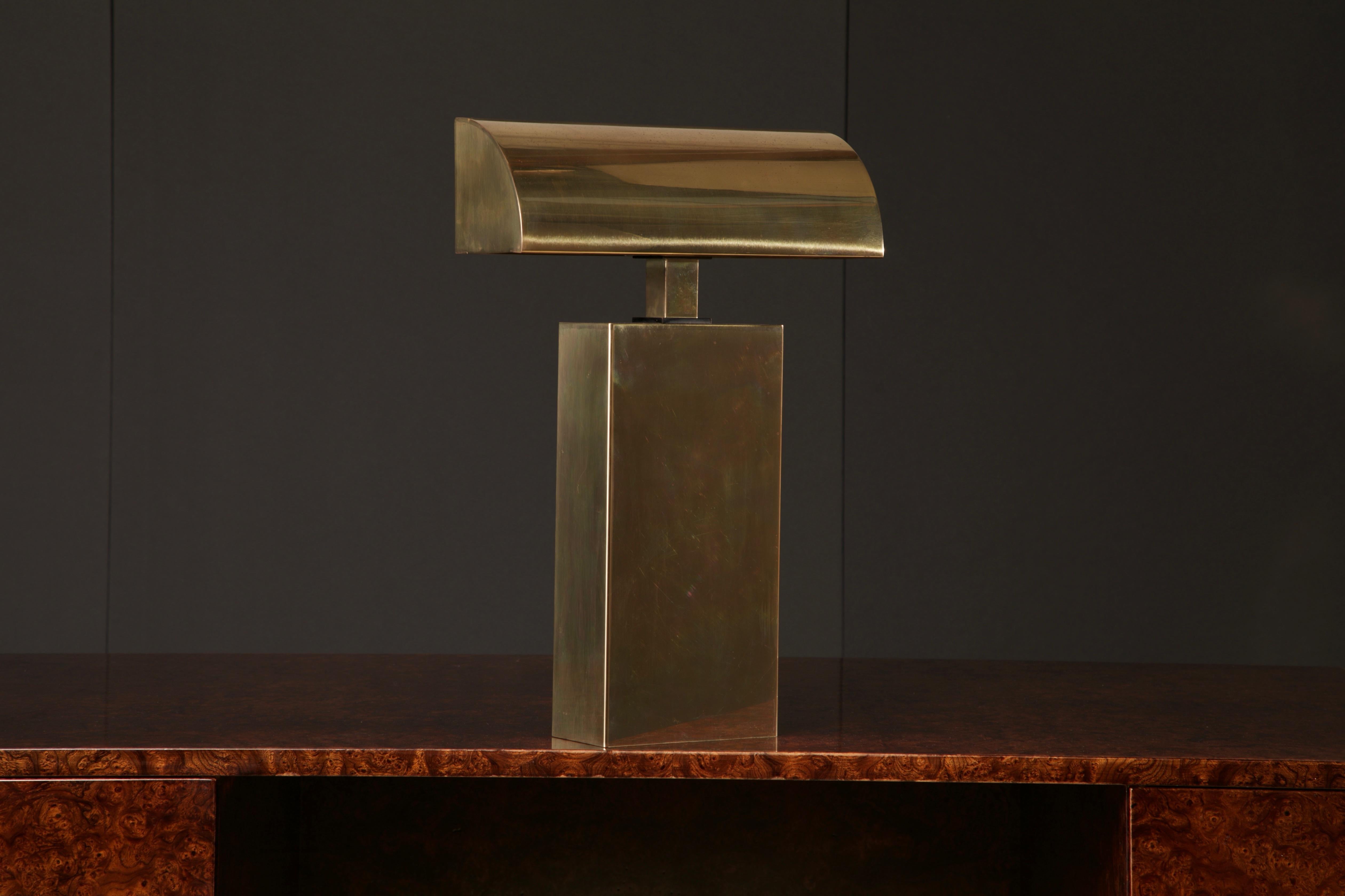 Modern Karl Spinger 'Sculpture' Brass Table Lamp, c 1980, Signed For Sale