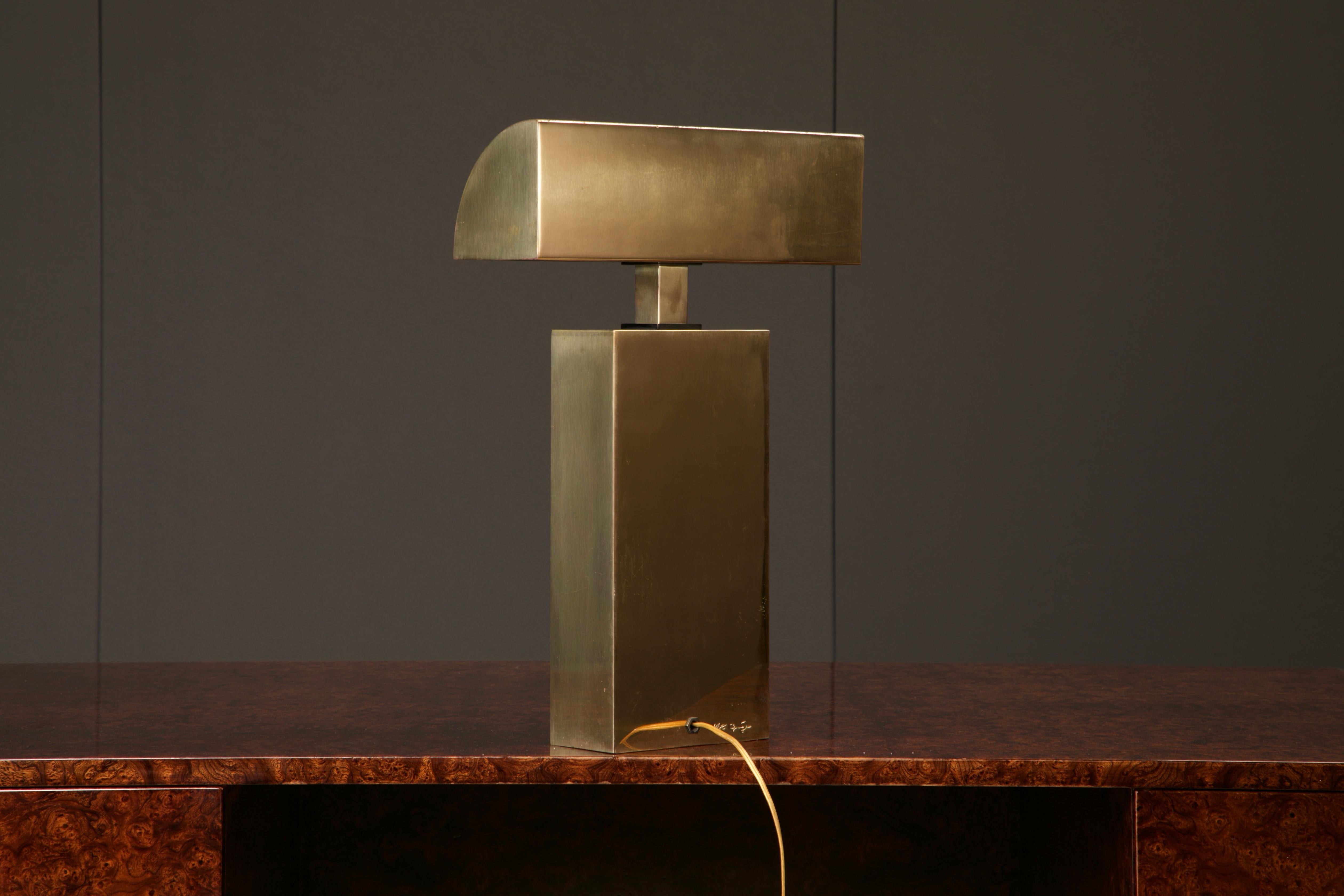 Karl Spinger 'Sculpture' Brass Table Lamp, c 1980, Signed For Sale 1