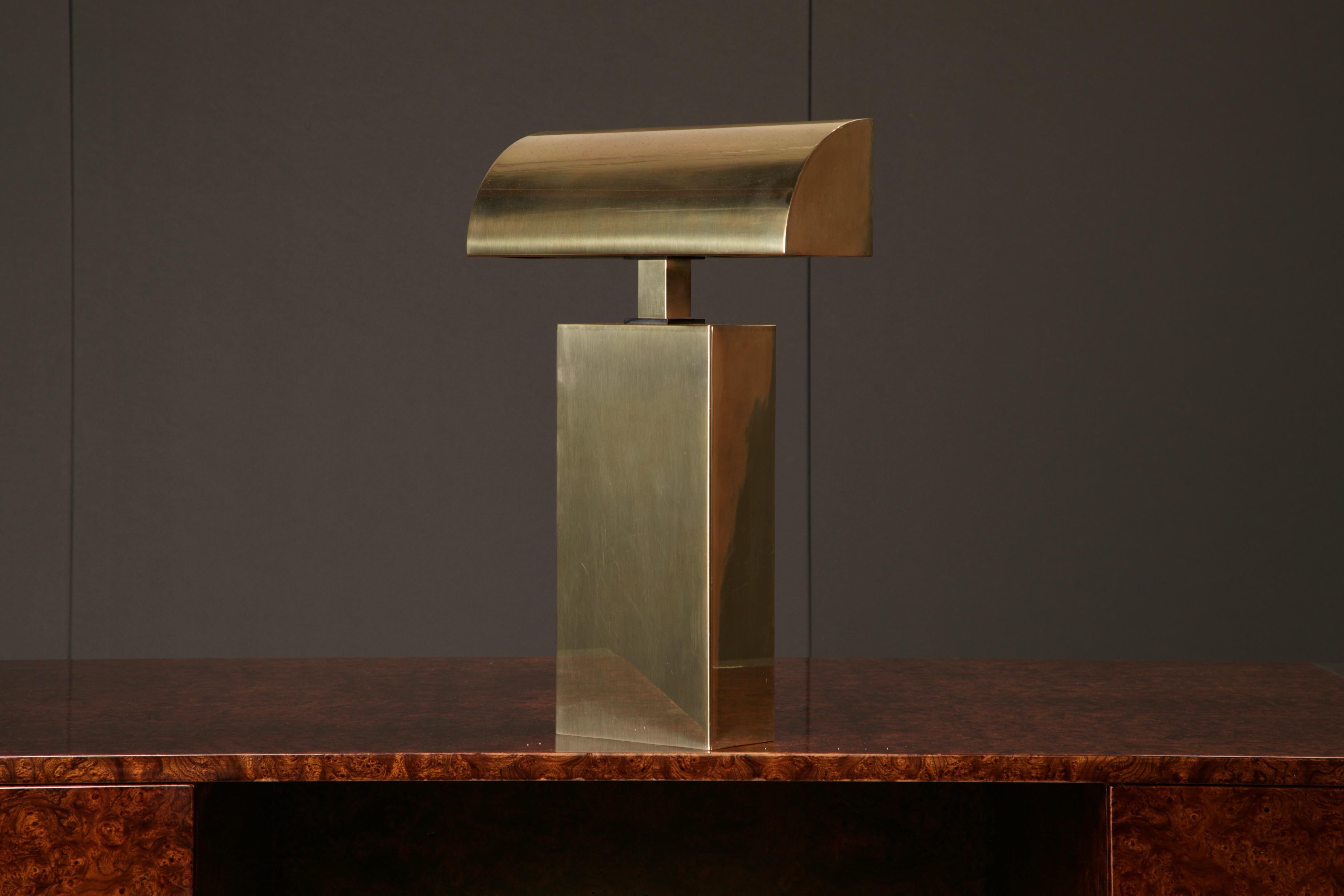 Karl Spinger 'Sculpture' Brass Table Lamp, c 1980, Signed For Sale 3