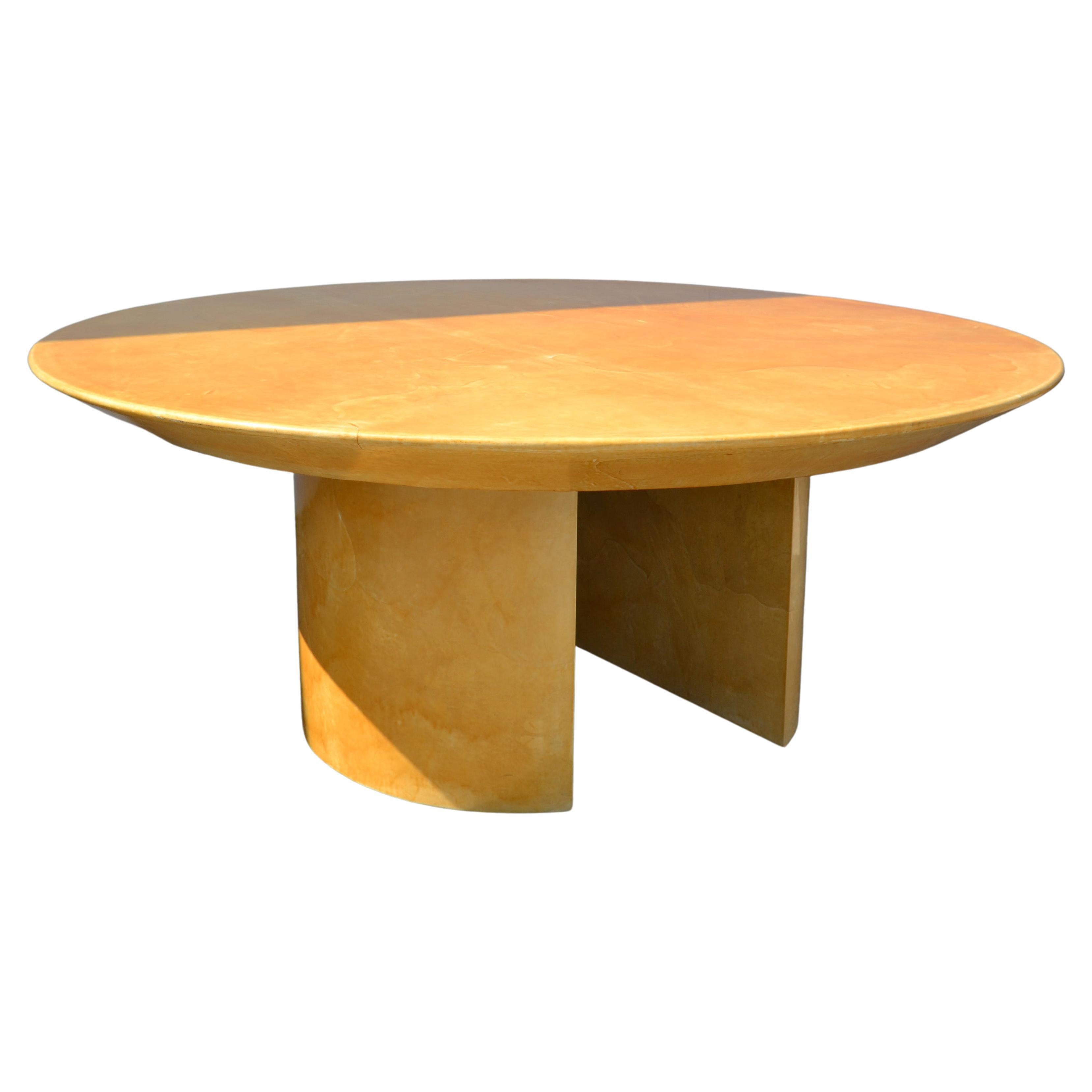 Karl Spring Mid-Century Modern Lacquered Goat Skin Dining, Conference Table 70s For Sale