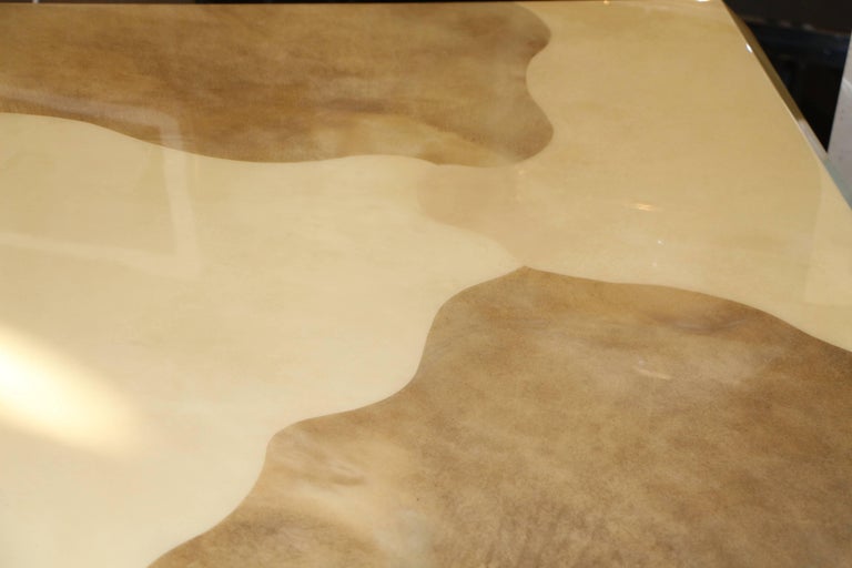 Karl Springer Tri Color Goatskin Parchment Coffee Table at 1stDibs