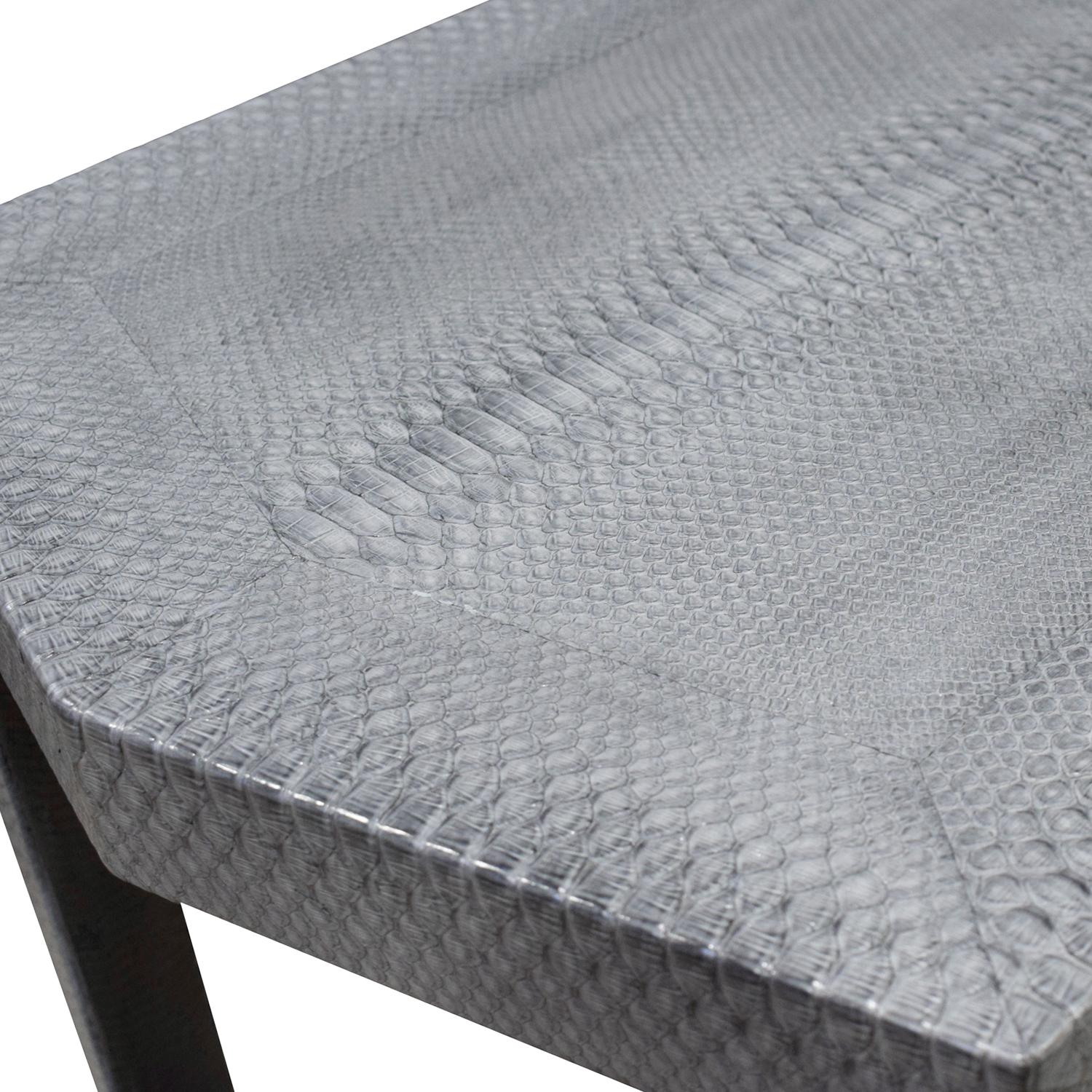 Hand-Crafted Karl Springer 2 Tier Hexagonal Side Table in Gray Cobra, 1985, 'Signed'