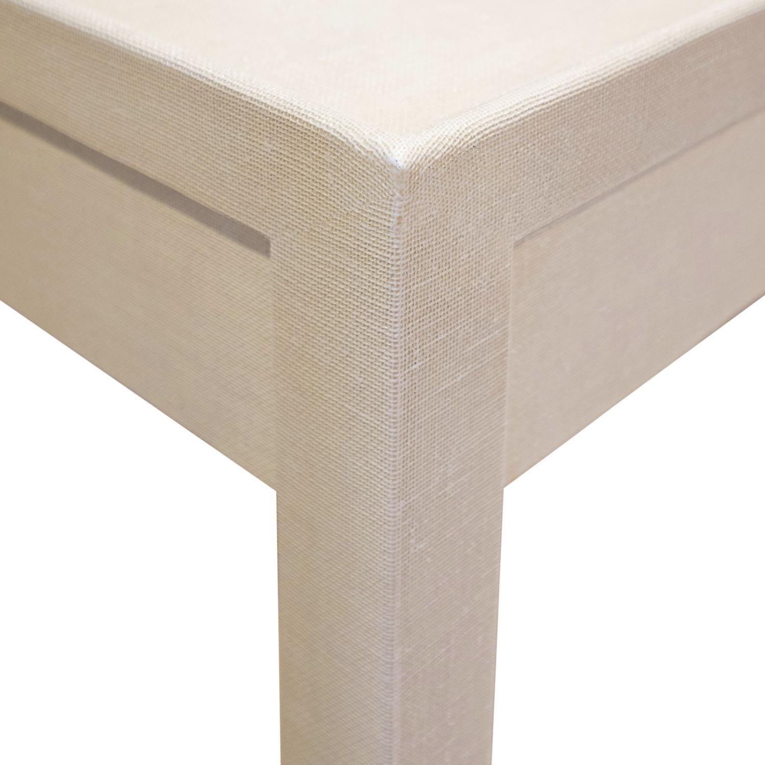 Modern Karl Springer 2-Tier Side Table in Lacquered Linen 2002 'Signed' For Sale