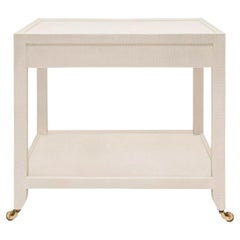 Karl Springer 2-Tier Side Table in Lacquered Linen 2002 'Signed'