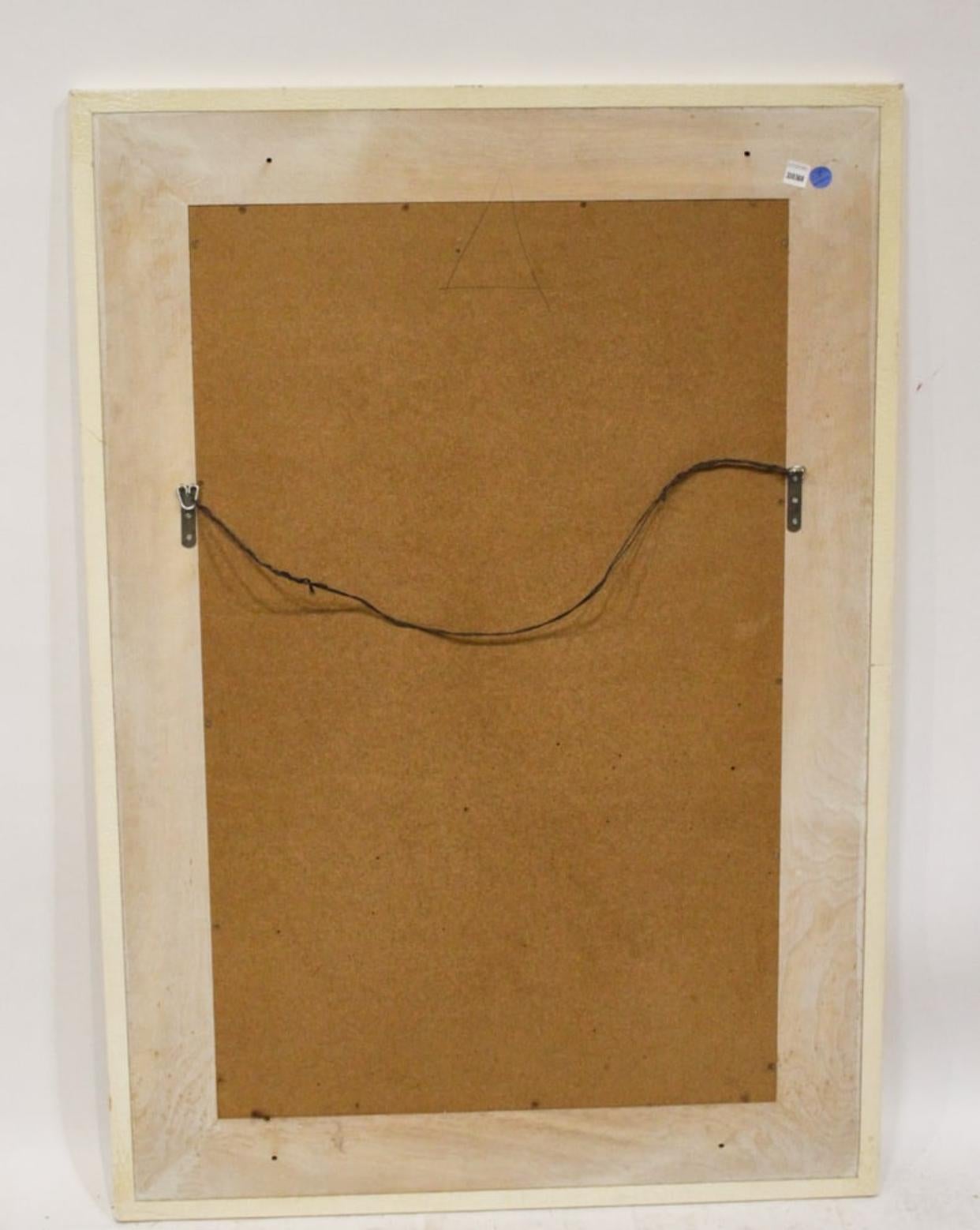 Karl Springer, Alligator Pressed Leather Wrapped 52”h x 36”w Beveled Wall Mirror For Sale 2