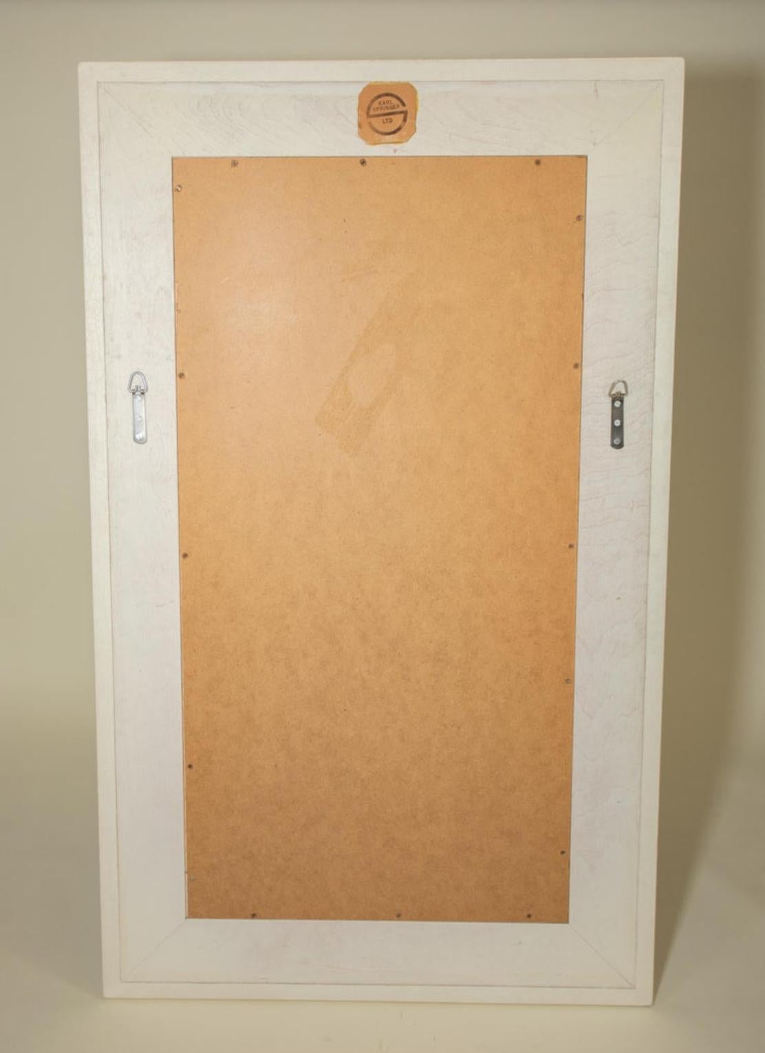 Karl Springer, Alligator Pressed Leather Wrapped 52”h x 36”w Beveled Wall Mirror For Sale 3