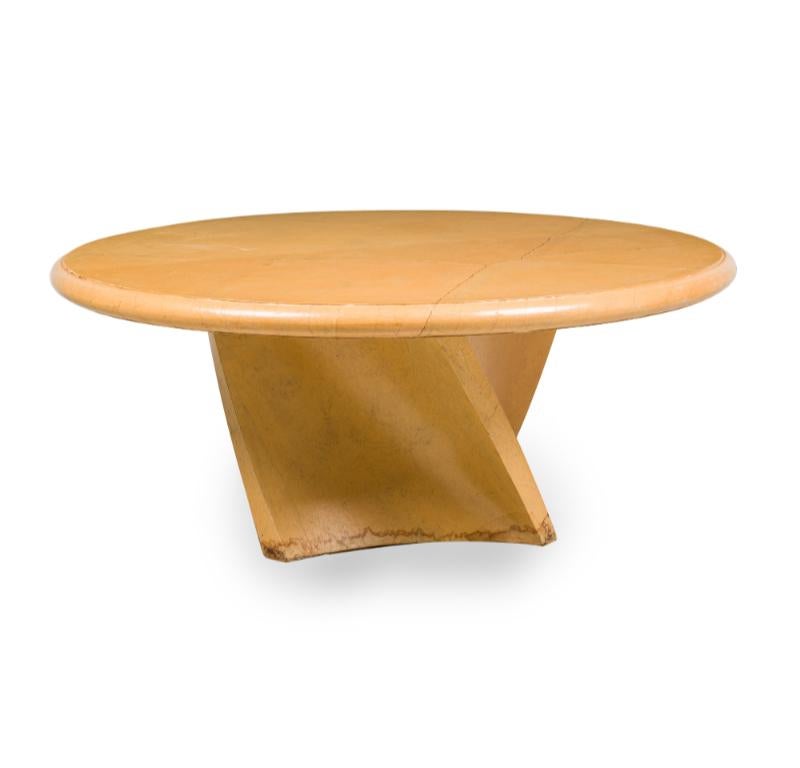 Fait main Table de salle à manger circulaire en peau de chèvre du milieu du siècle de Karl Springer en vente