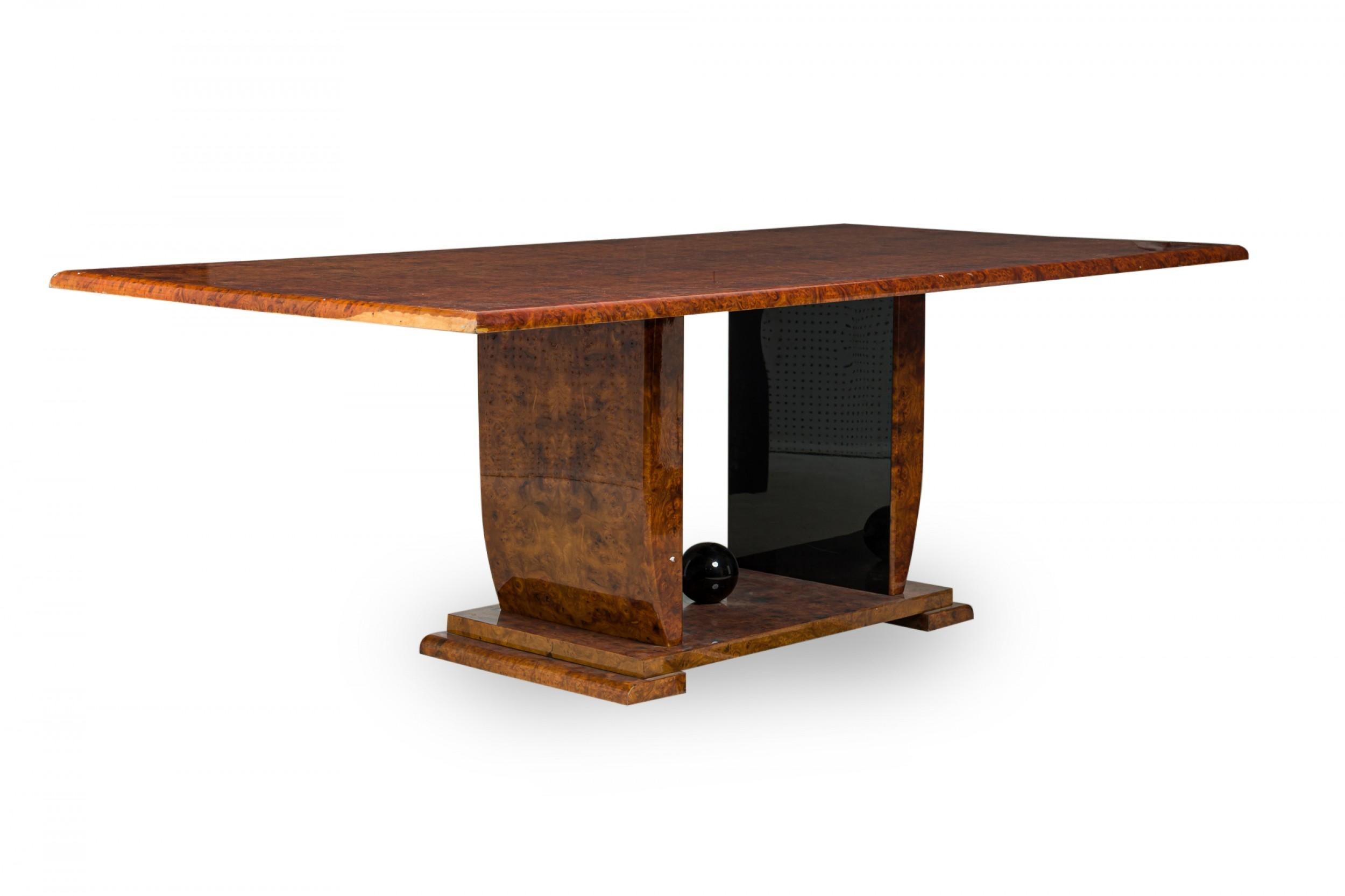 Placage Table de salle à manger en bois de ronce de Karl Springer American Mid-Century Modern en vente